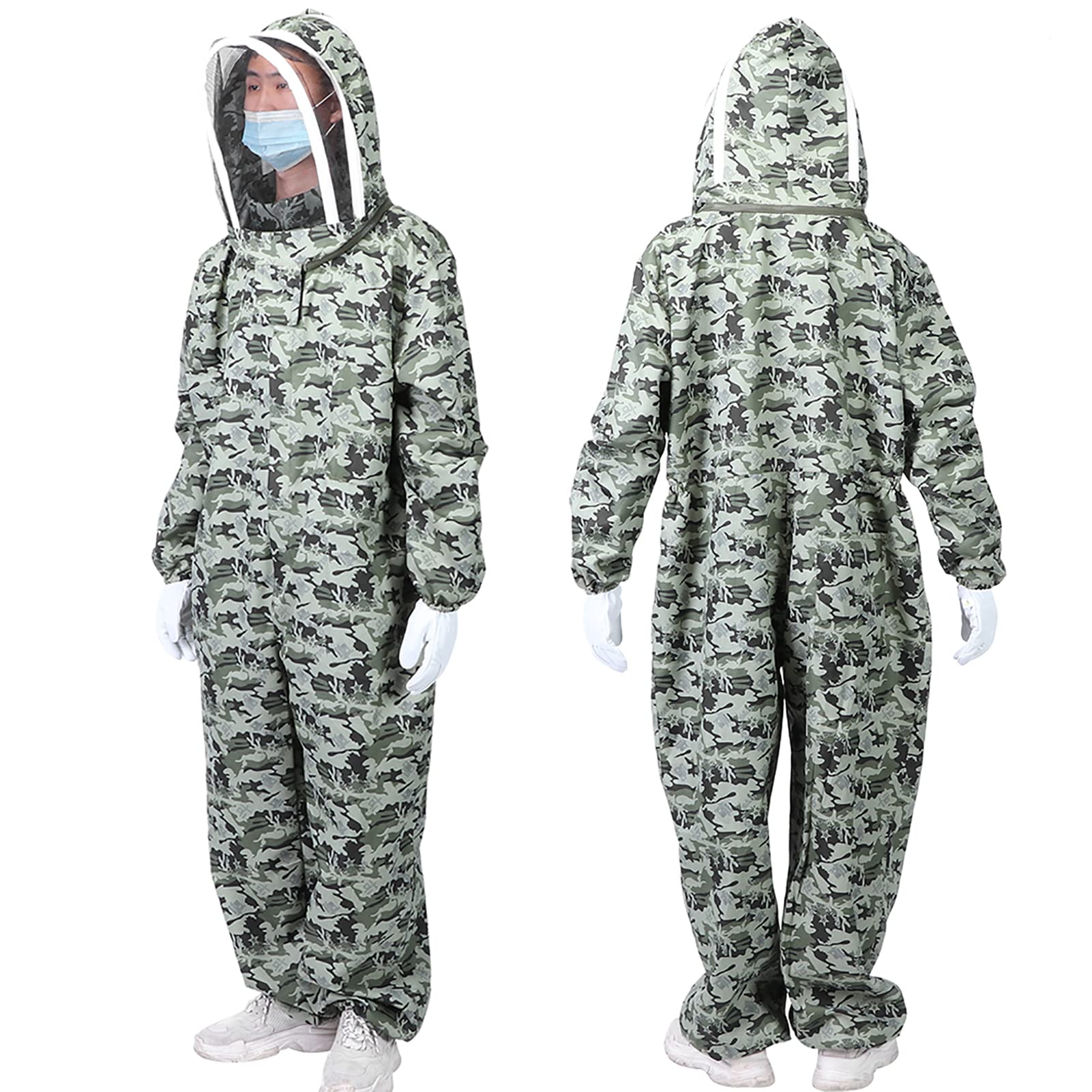 Podwójne zamki Jednoczęściowy kombinezon pszczelarski Pszczelarstwo Odzież ochronna z rękawiczkami dla pszczelarza (A pair of XXL size gloves + XXL five-star space)
