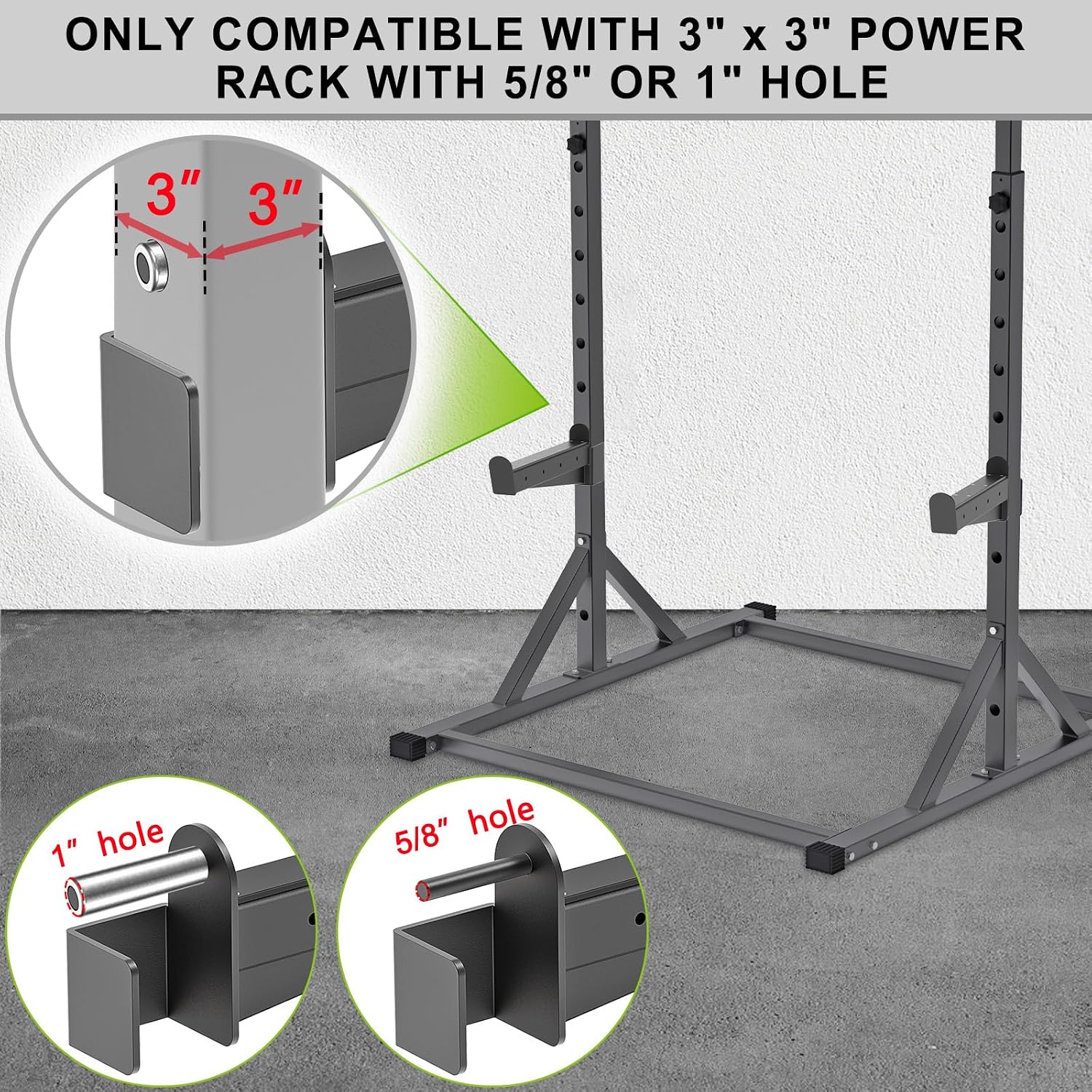 Nordic Hamstring Curl Attachment, Dip Bar, Belt Squat & Safety Spotter Arms for 2"x2" & 3"x3" Power Racks, Home Gym Strength Training Accessories