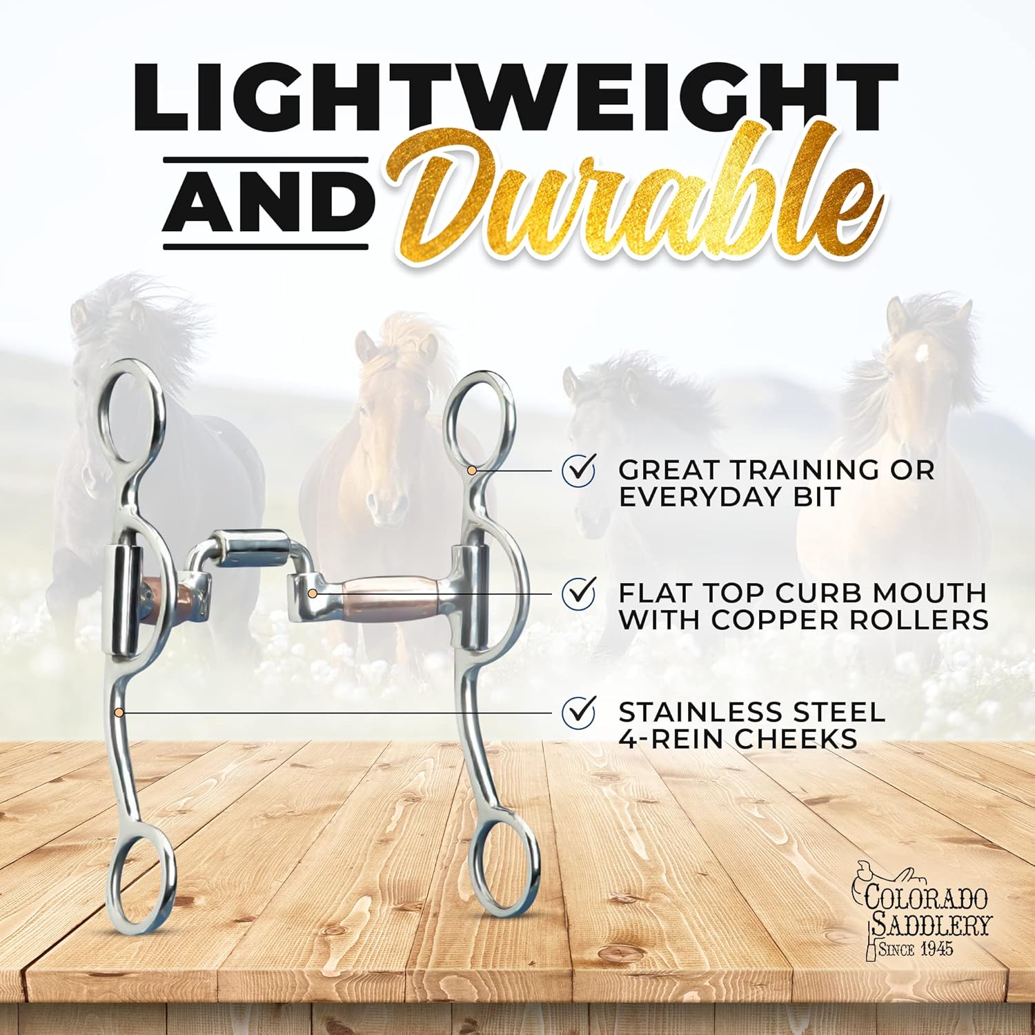 Colorado Saddlery The Flat Top Five Way Flex Curb Bit with Four Rein Cheeks, Stainless Steel
