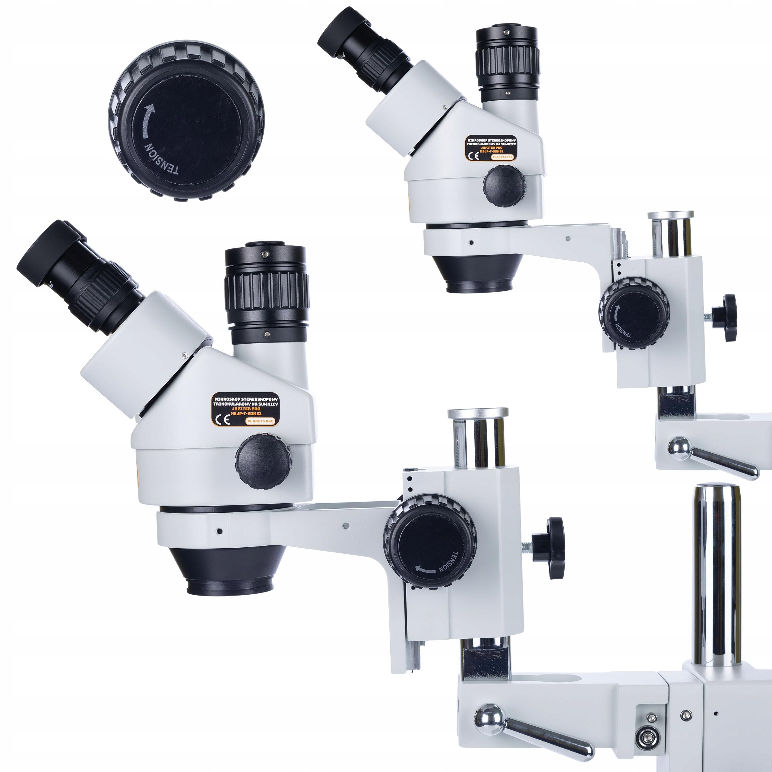 Juego de microscopio estéreo trinocular Jupiter Pro MSJP-T-SDMS1 con 56 luces LED | Ergonómico, 7-45 veces ampliable, giratorio 360°, distancia de trabajo amplia | laboratorio, industria, electrónica