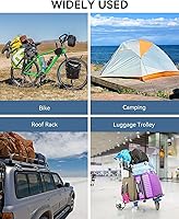 Vista 47 de Cuerdas elásticas, 80 pulgadas, para exteriores, resistencia máxima a la rotura de 190 libras, negras, con mosquetones, para portaequipajes, carga