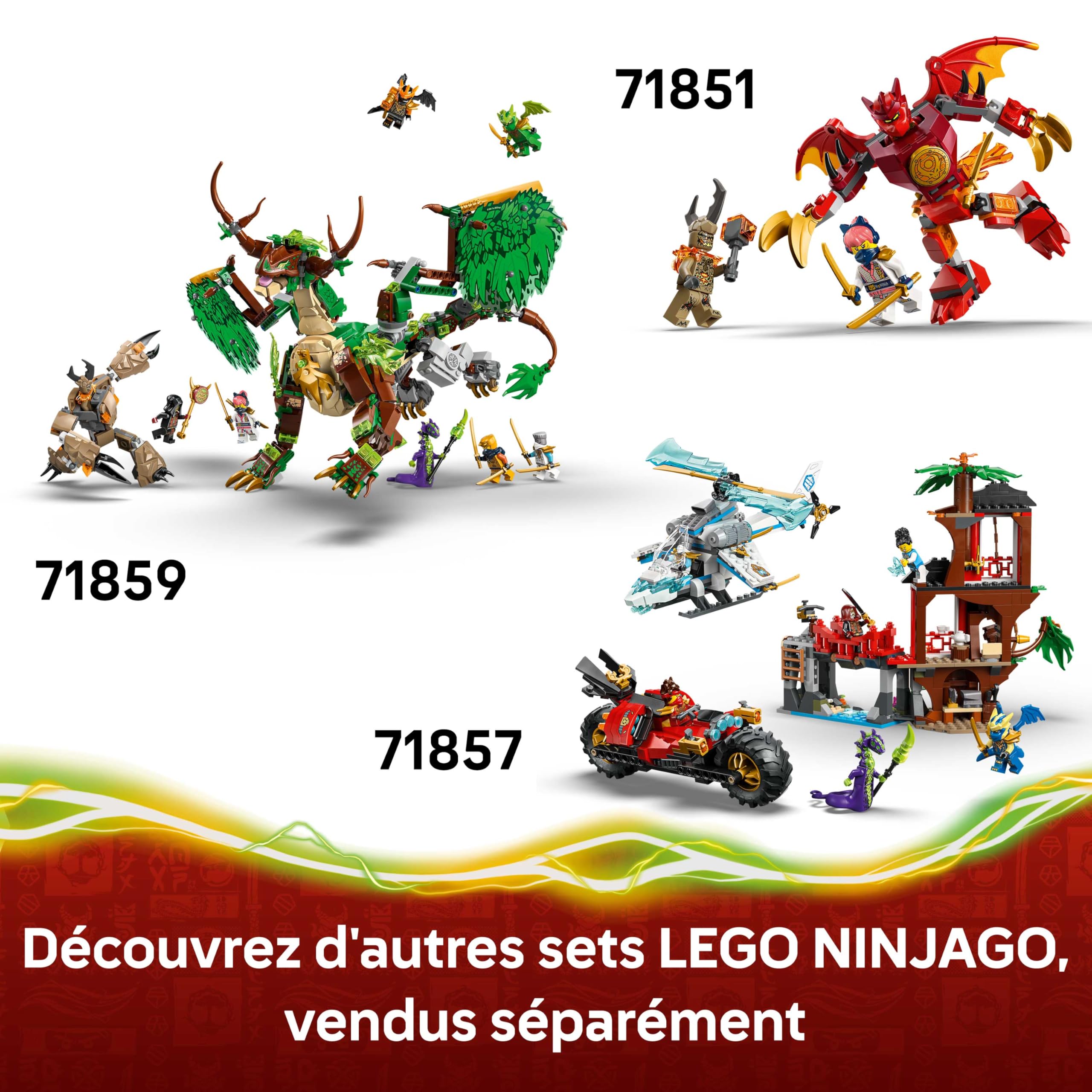 LEGO Ninjago 2-en-1 La Voiture Transformable de Jay - Camion Ninja avec 5 Minifigurines Dont Kai & NYA - Shurikens & Sabres - Cadeau d'anniversaire pour Garçon dès 8 Ans & Fans 71856