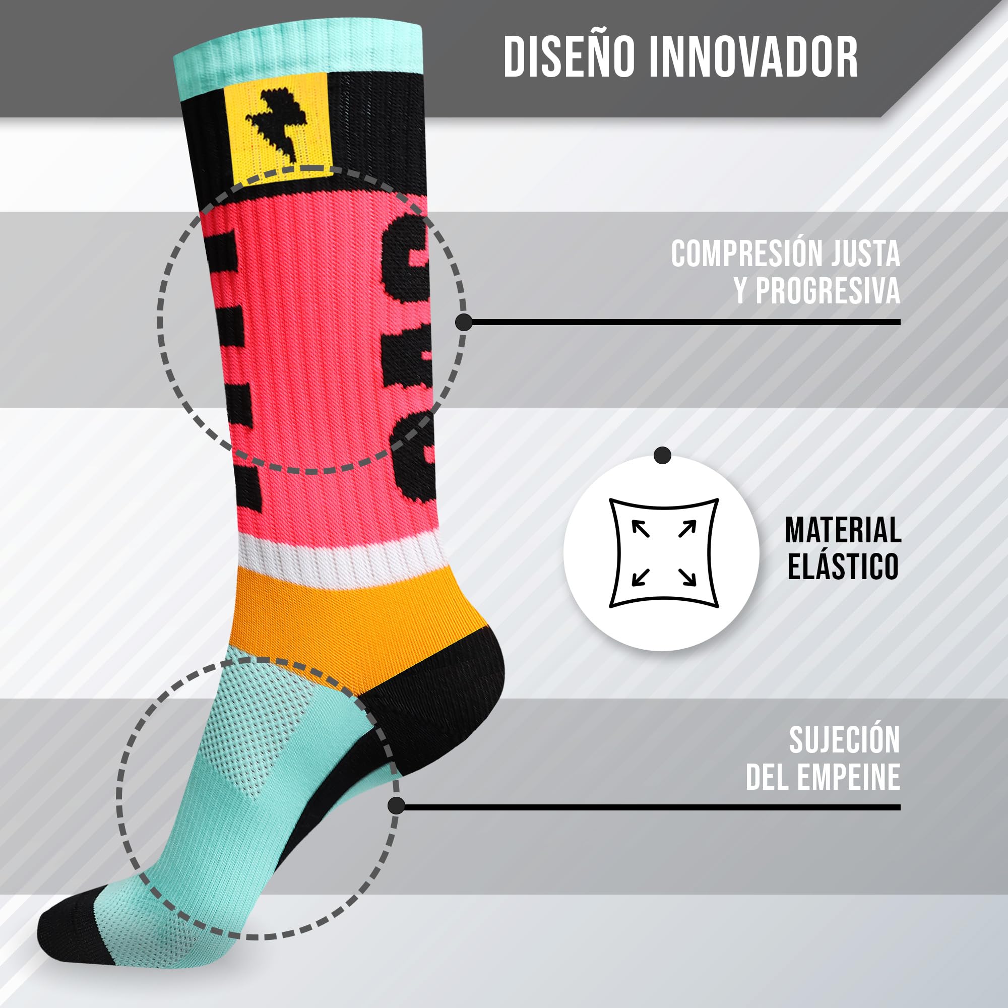Calcetines de Deporte sin Costuras para Hombre y Mujer - Largos para Ciclismo, Running y Pádel