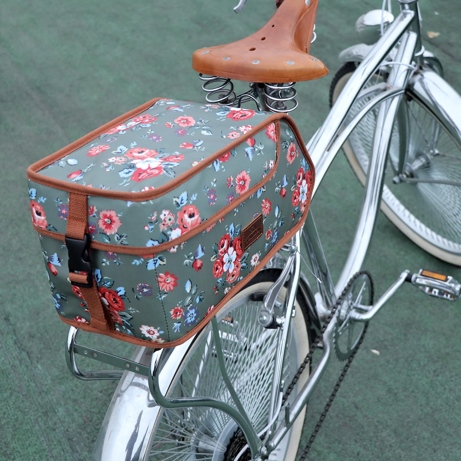Sacoche de vélo en Toile imperméable pour Porte-Bagages arrière de vélo, Sac Isotherme pour Transporter des Aliments à emporter, boîte de Livraison de Nourriture Verte