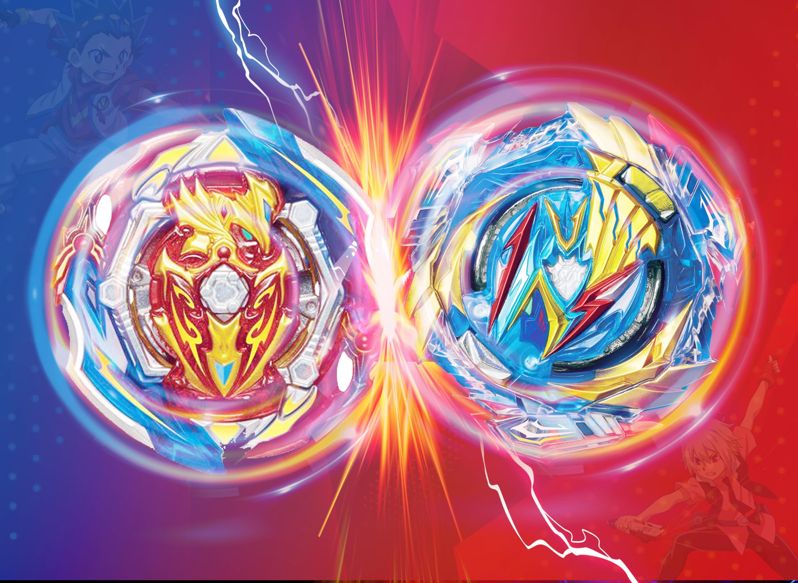 Bey Kampfkreisel Metal Fusion Blade Kreisel Set mit Launcher Griff Valtryek Achilles (201 & 193)