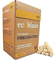 Eco Blaze Natural Firelighters ​​- Fire Lighters for Wood & Log Burners - Wood Wool Fire starters for BBQ & Pizza Oven...
