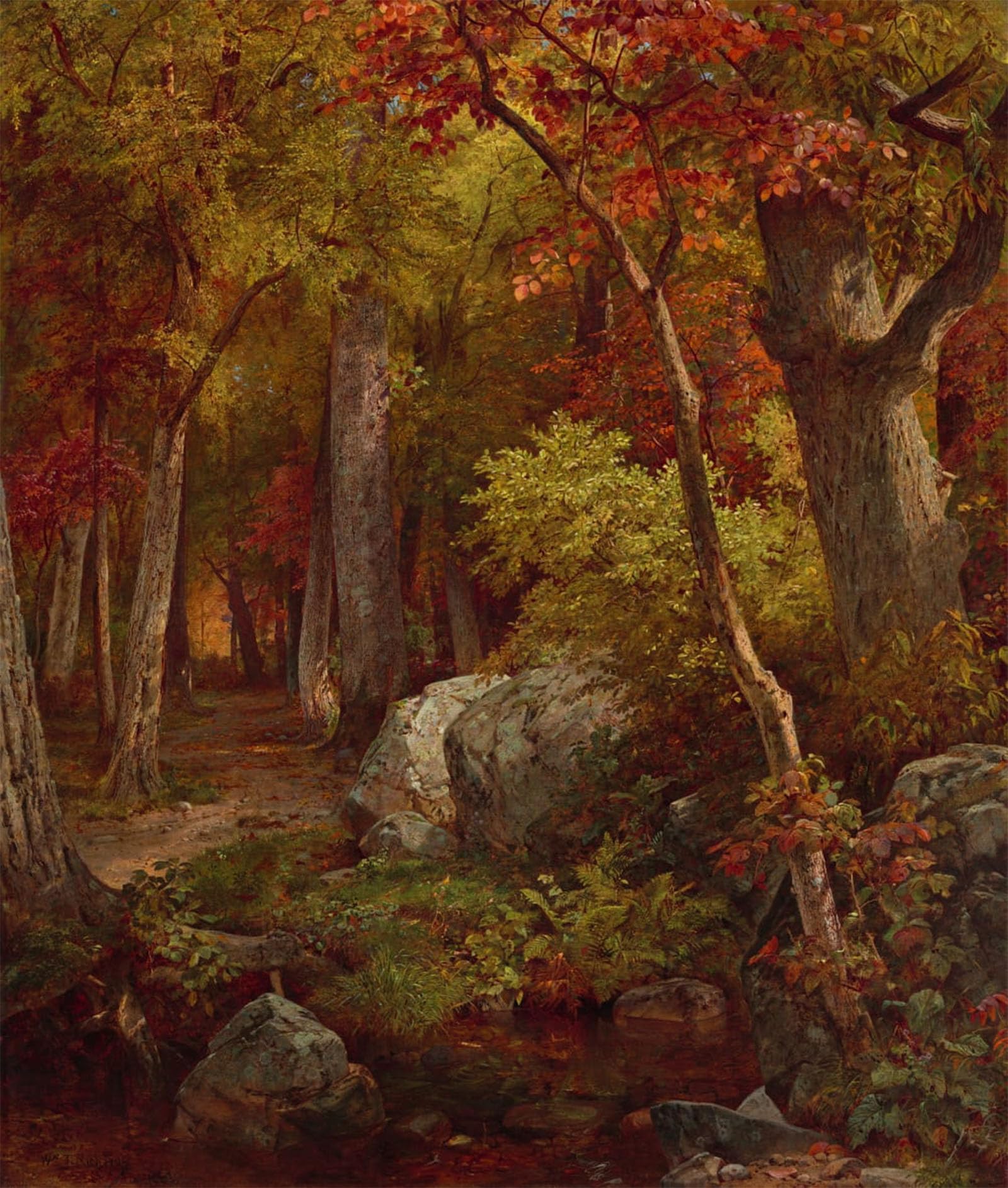 POSTERIIk Vintage Print Pop Art Landscape Artwork October by William Trost Richards Art Prints for Office Home Decor 60x90cm