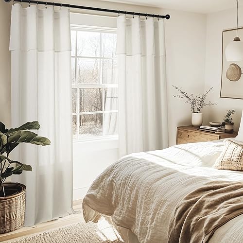 Miniatura 7 de Cortinas transparentes de lino elegantes de 108 pulgadas de largo, cortinas de techo ligeras de 9 pies de largo para sala de estar, juego de 2