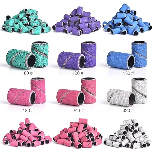 Miniatura 5 de KADS Efile - Bandas de lijado para uñas, 400 unidades, 8 colores, para uñas acrílicas (60# negro)