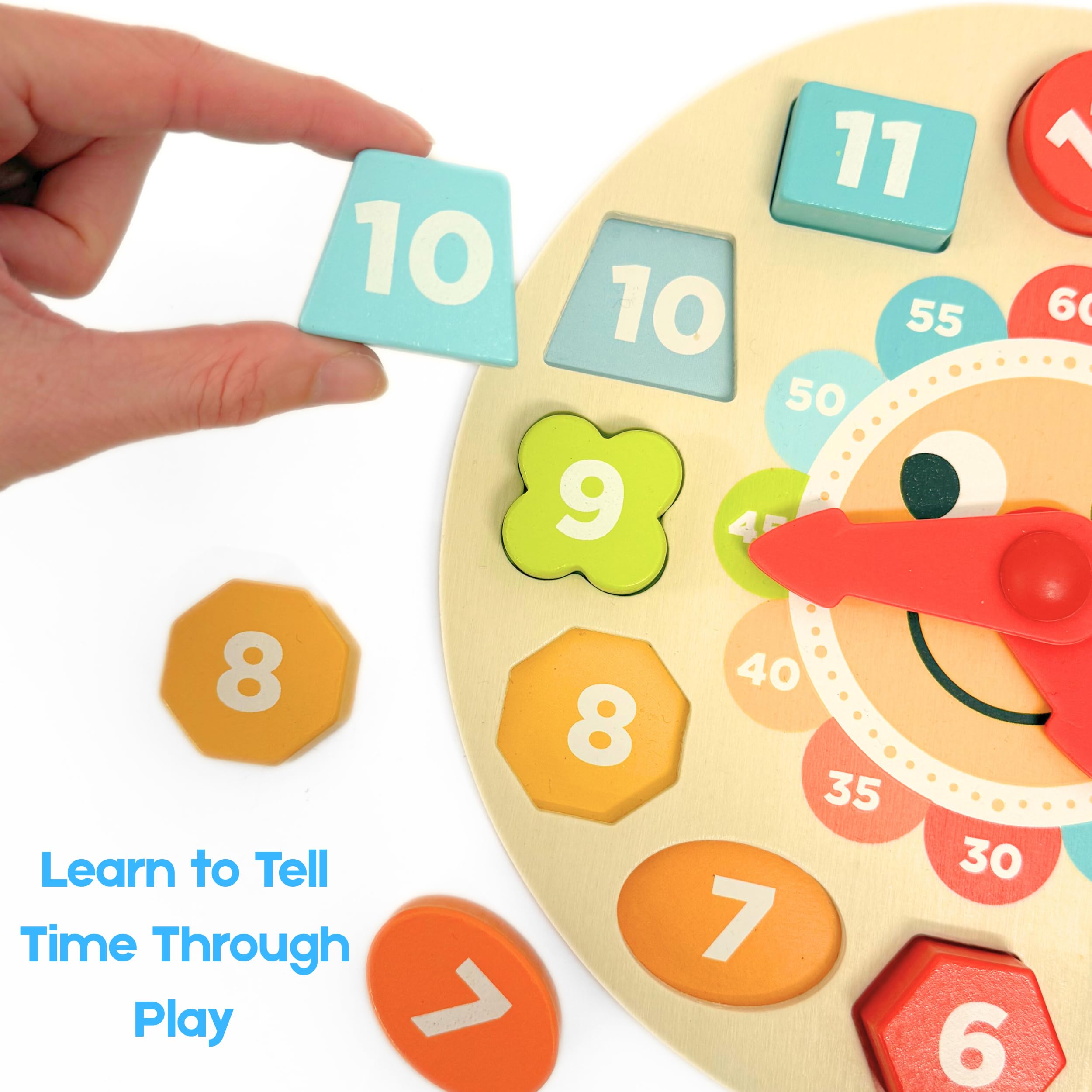 TOYSTER'S Wooden Puzzle Clock – Time Learning & Shape Sorting Toy for Toddlers & Kids