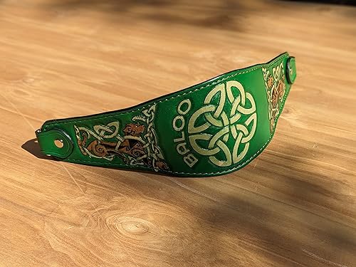 Miniatura 5 de Celtic Dog Knots, Celtic Irish Wolfhound Tapered Leather Martingale Collar, Padded Leather Dog Collar, 3D Handmade Dog Collar, Airbrush Art, Custom