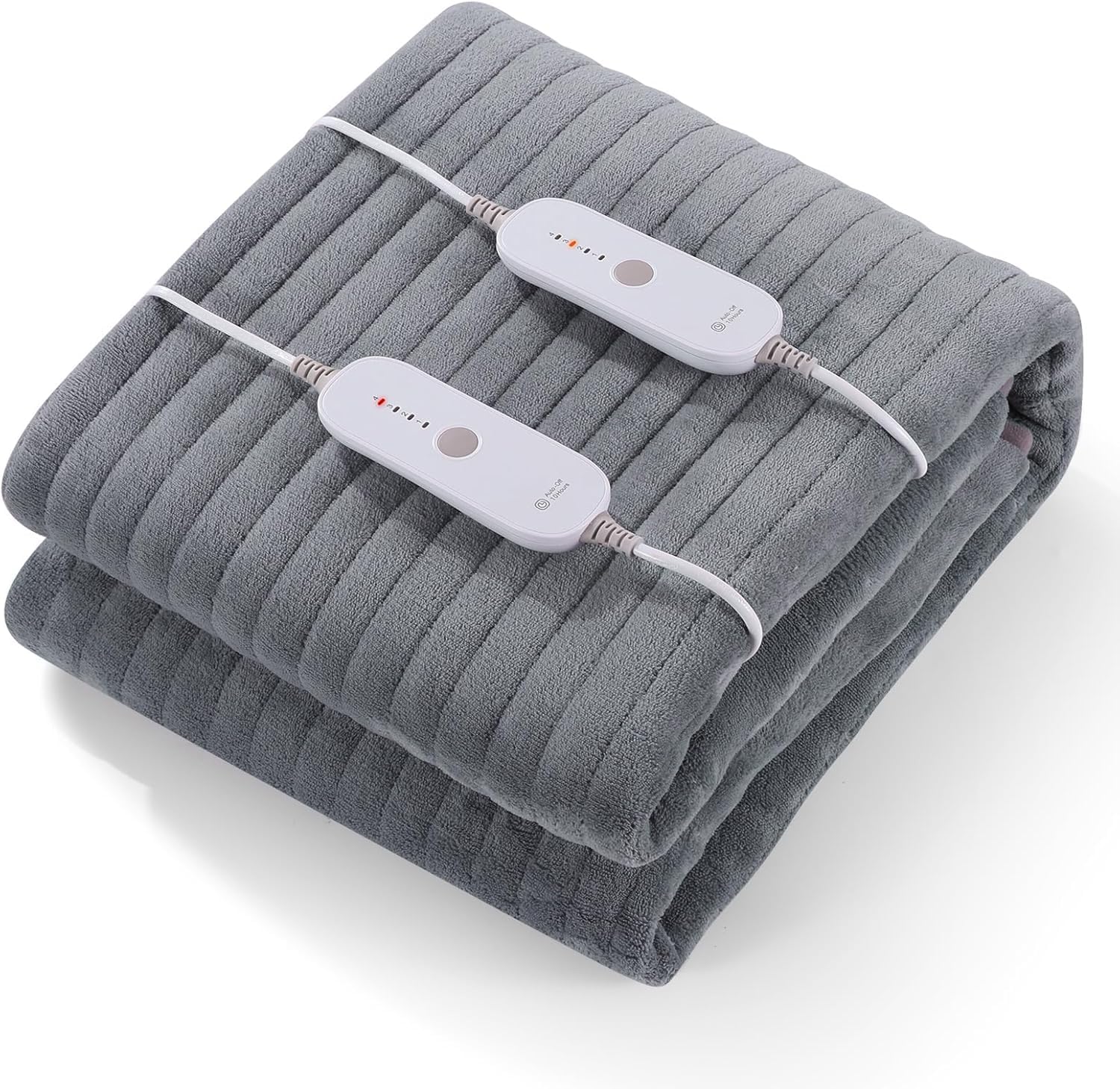 Surmatelas Chauffant 160 x 140 cm Avec Arrêt Automatique, 4 Niveaux de Température Et 2 Zones de Température Avec Contrôleur Amovible, Chauffage Rapide, Fixation Facile sur Le Matelas