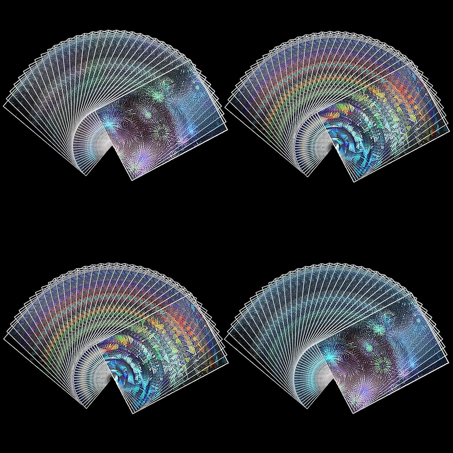 200pcs Holographic Card Sleeves Standard Size 66x91mm Trading Card Protectors. Matte Clear Back Anti-Slip TCG Deck Protectors for MTG, Sports, Photocards (Broken Glass & Fireworks)