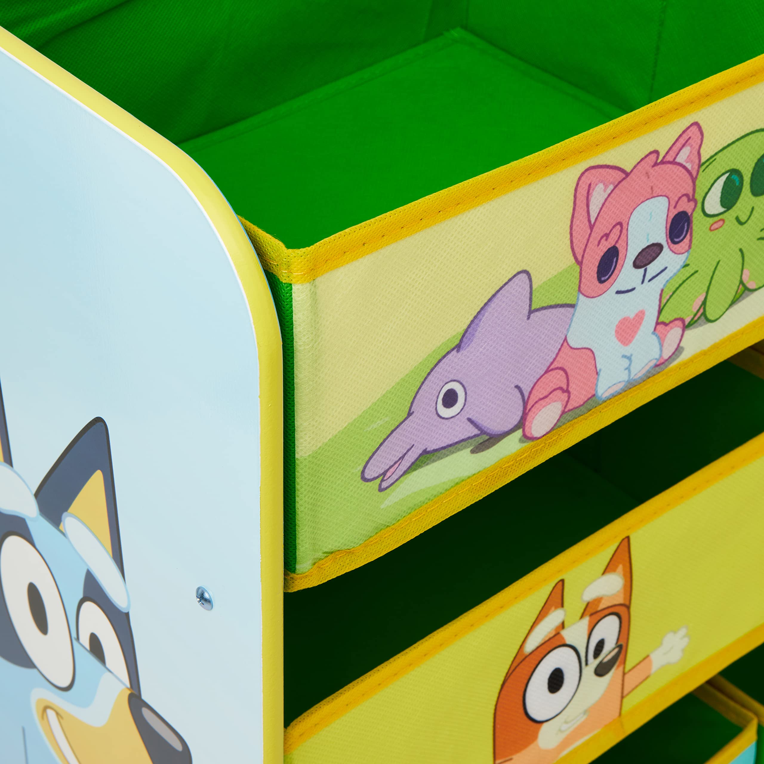 Bluey Unidad de Almacenamiento de Juguetes para Dormitorio Infantil con 6 Cajas de Almacenamiento de Tela