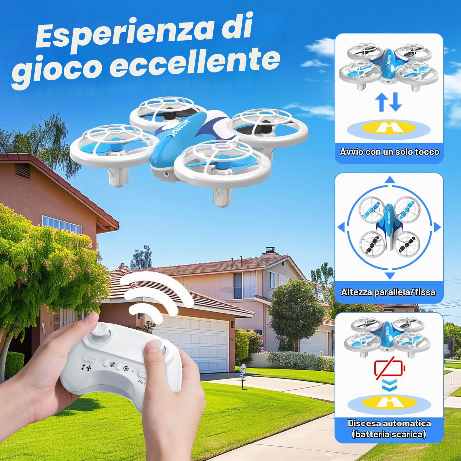 Mini Drone per Bambini e Principianti, Droni Quadricottero RC con Luci Colorate e 3 Batterie, Giocattolo Regalo per Telecomando da 6 7 8 9 10+ Anni