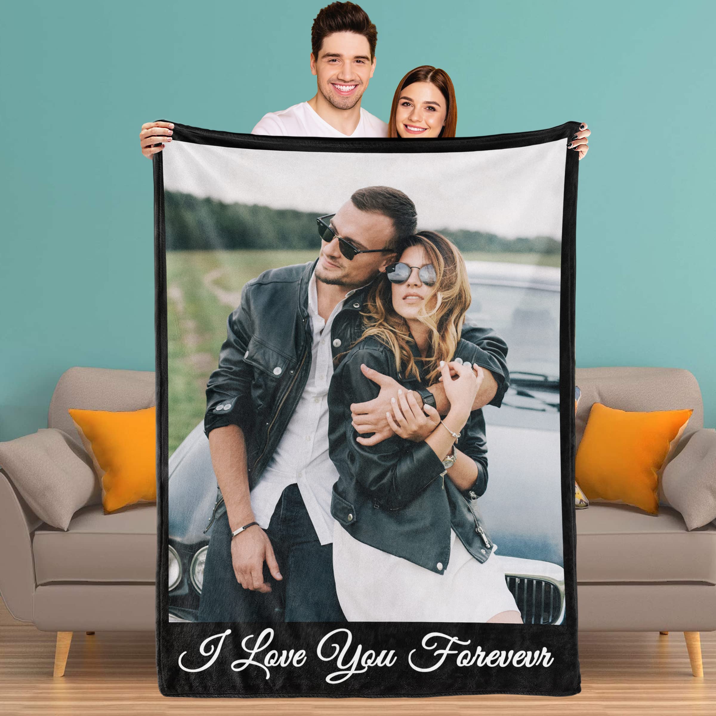 Youltar Gifts for Girlfriend/Boyfriend-Custom Photos Blanket for Couples, Anniversary Birthday Personalized Gifts for Wife/Husband Valentines Christmas Customized Gifts
