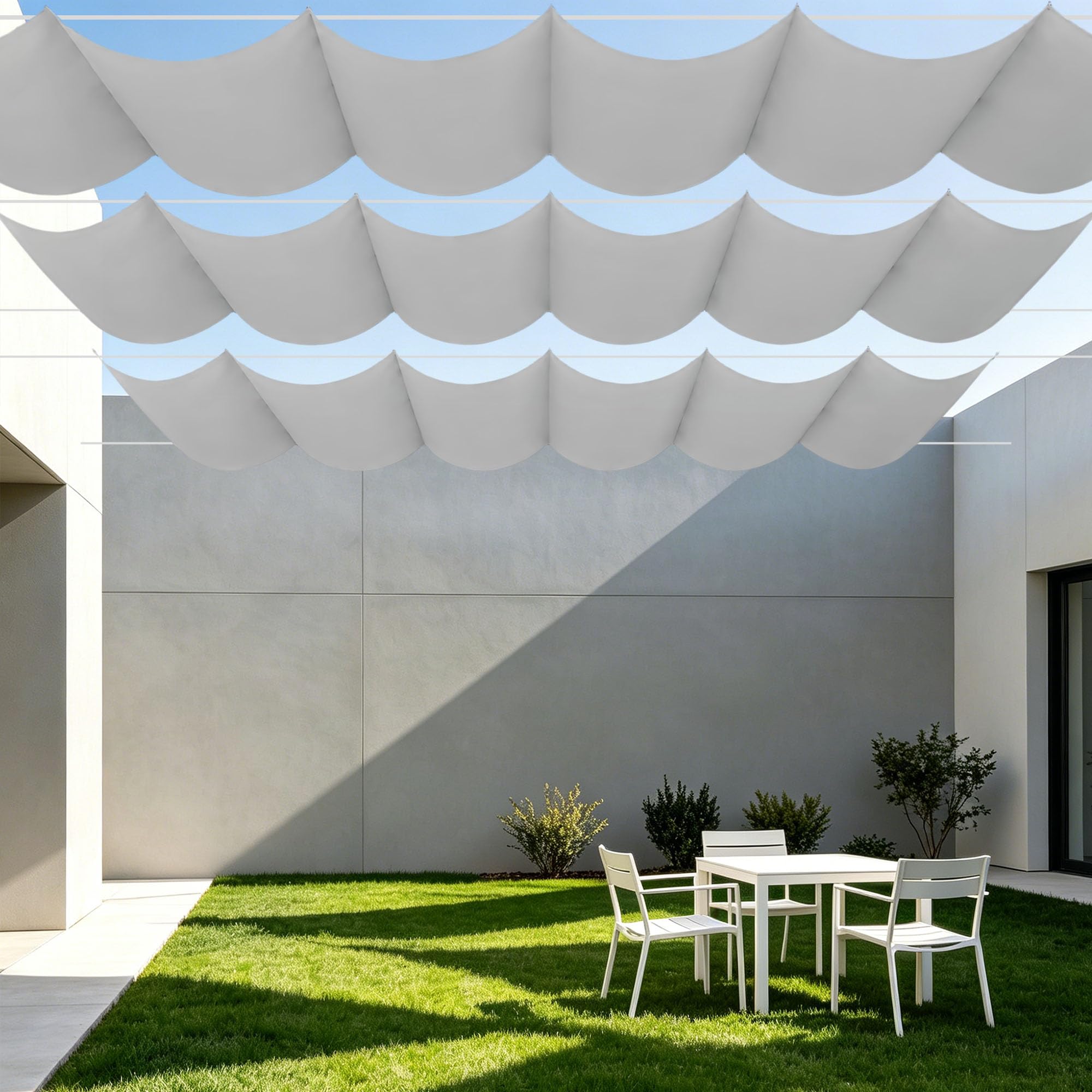 Voile ombrage vague rectangulaire pour éliminer la chaleur sur la terrasse