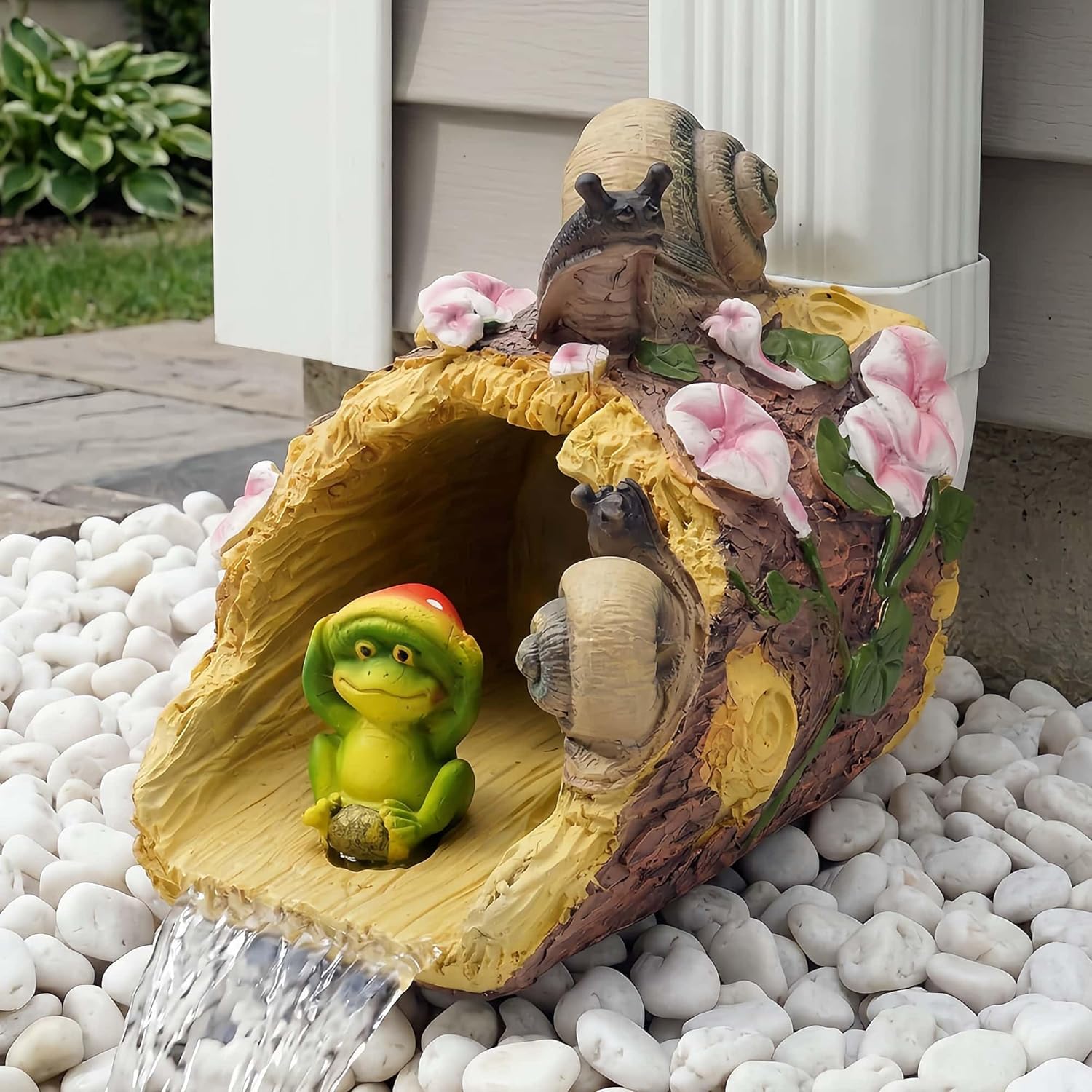 Funny Snail Frog Gutter Downspout Extender Statue,Gardene Ornament,Decor Downspout Diverter,Perfect Rain Diverter for 3"x4" Downspouts, Eco-Friendly Resin,Perfect Outdoor Decor Gift