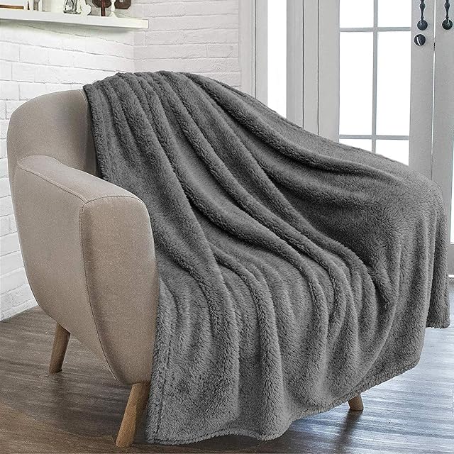 furrybaby Premium Fluffy Fleece Blanket for People and Large Pets, Soft and Warm Pet Throw for Dogs & Cats Grey (X Large (150x200cm))