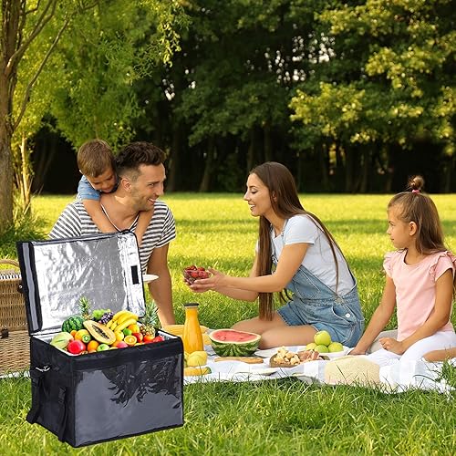 Miniatura 6 de PATIKIL Bolsa aislada para pizza XXXL, bolsa térmica de 19.7 x 15 x 15 pulgadas con divisor, bolsa térmica de catering para alimentos