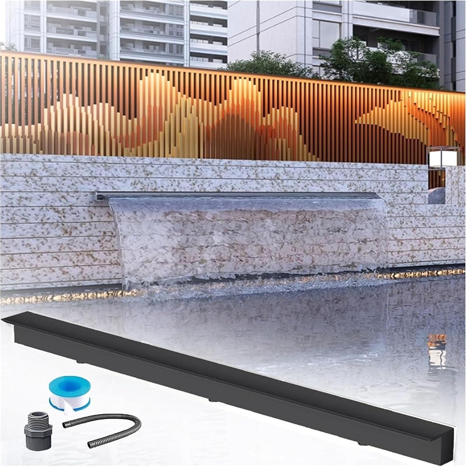 Waterfall Fountain Spray for Garden Outdoor, Stainless Steel Pond Waterfall Spillway, Long Water Flow Platform