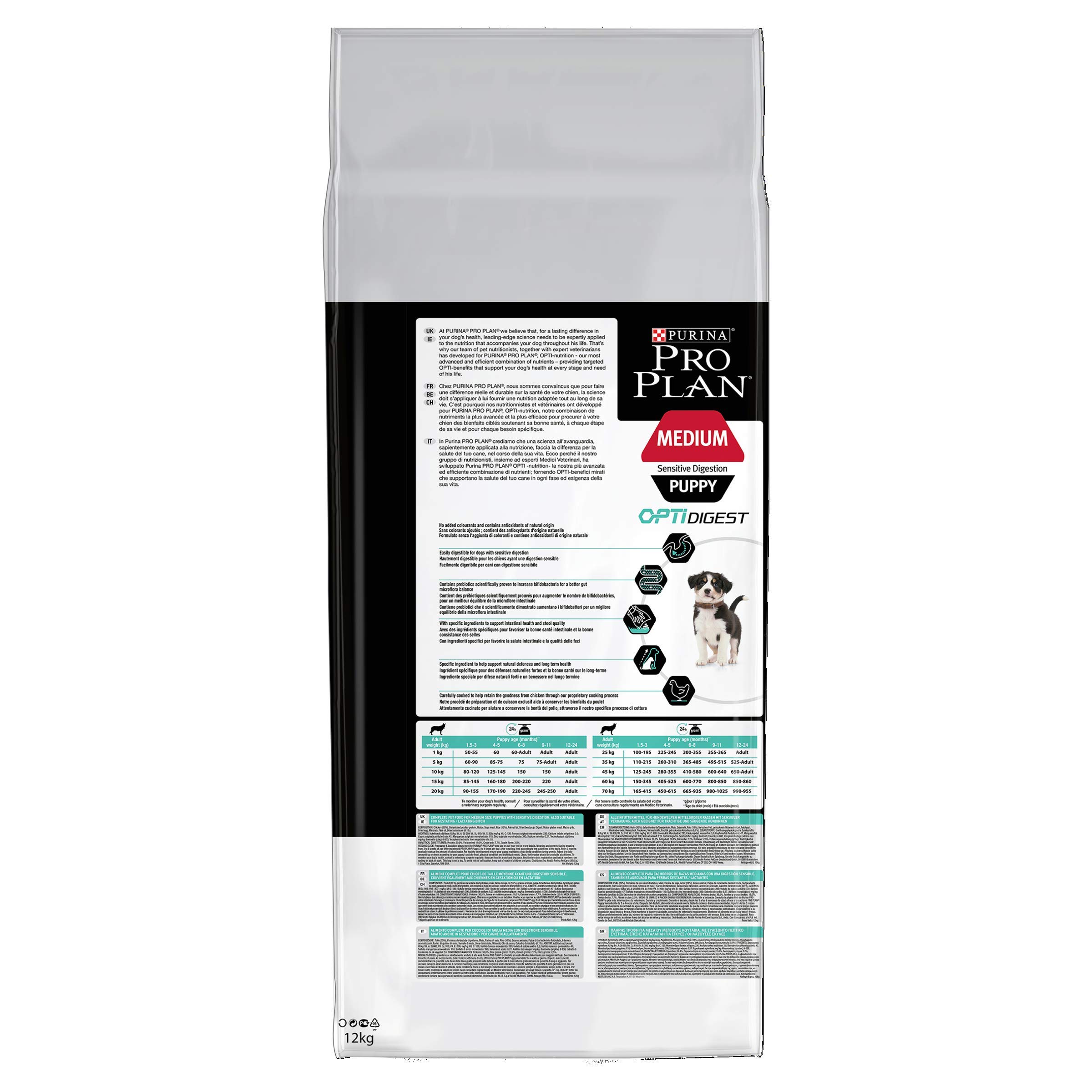 Purina ProPlan Medium Puppy Digest pienso para perro cachorro Pollo 12 Kg