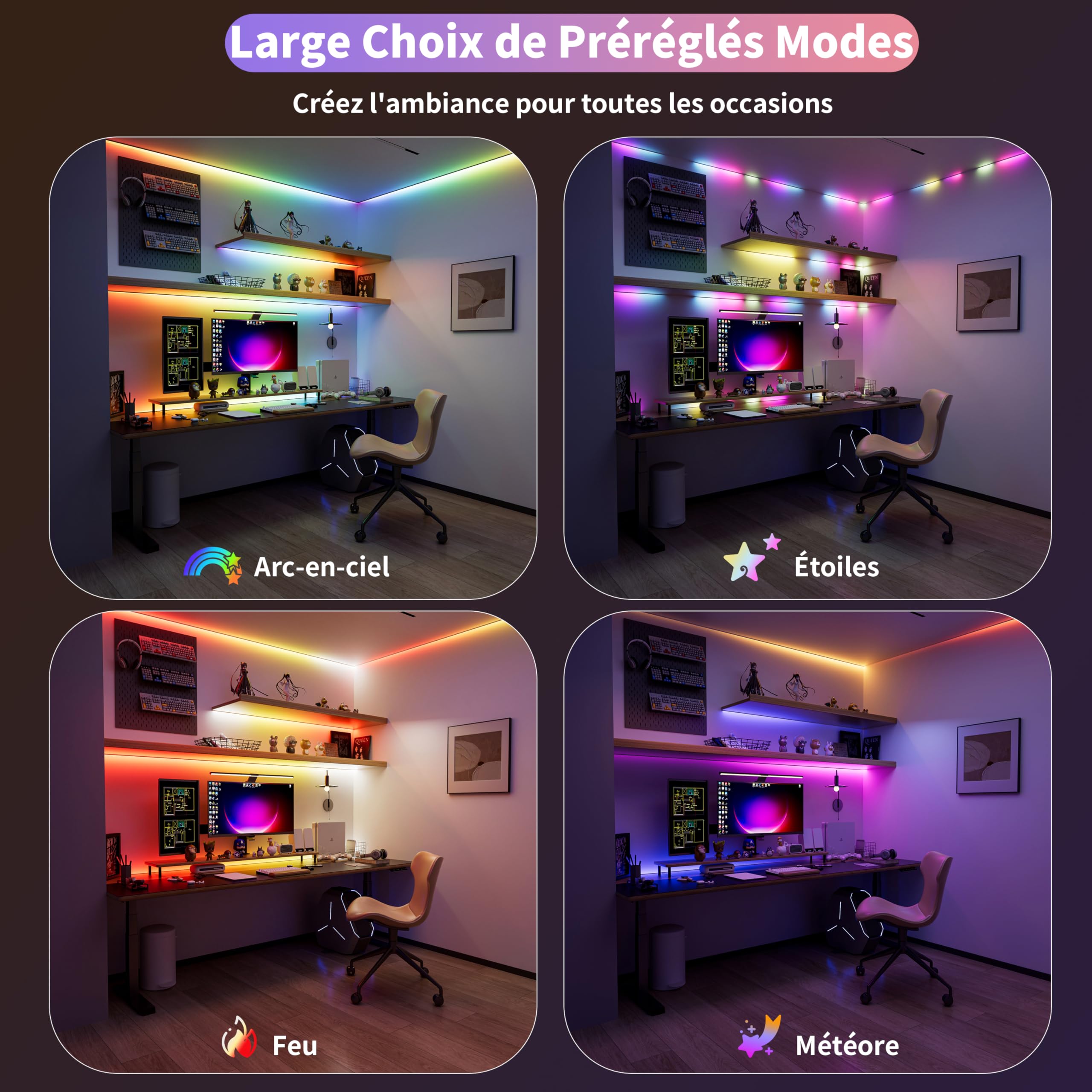 PAUTIX RGB Smart IC Ruban LED COB 10M Kit, DC24V Pixels à Changement de Couleur Adressable Smart RGB LED Bande Lumineuse Travailler pour Alexa/Google Assistant, 12mm 3 Broches L-forme COB Connecteur