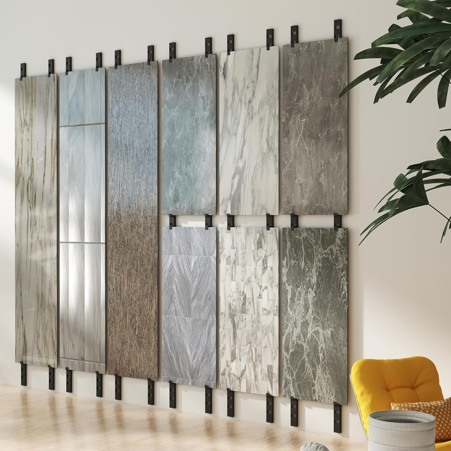 lukar Tile Board Display Rack, Wall Mounted Tile Display Rack, Tile Sample Organizer, Tile Display Stand for Retail Stores,Trade Show,Vendor Booth Display Items Large Format Tile Sample Storage