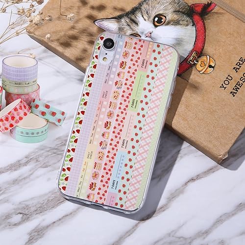 Miniatura 6 de Juego de cinta washi (10 rollos), cinta washi con sabor a fresa con varios patrones, accesorios perfumados para álbumes de recortes, álbumes,