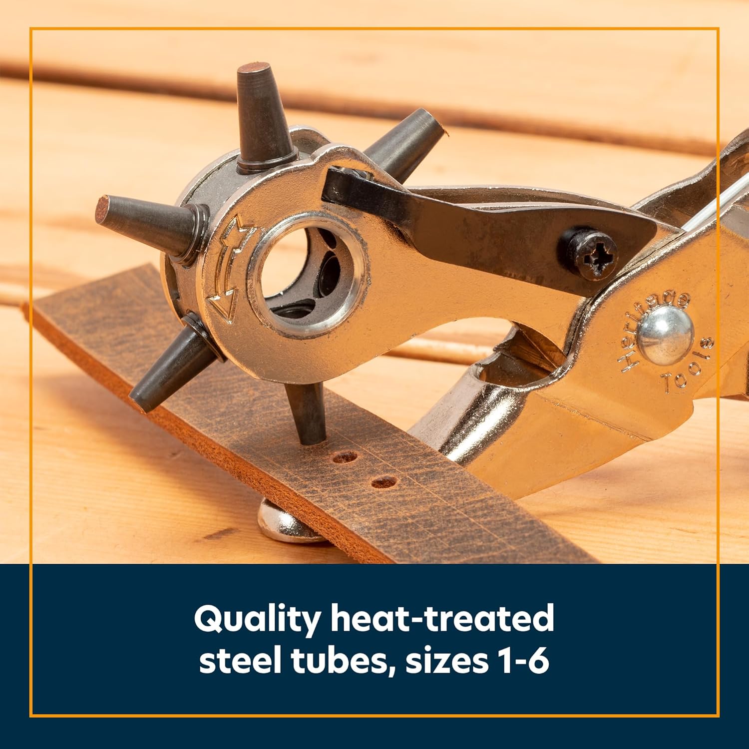 Weaver Leather Supply German Made Revolving Leather Hole Punch Tool, Adjustable Rust-Resistant Punch Pliers, Hole Maker for Belts, Gaskets, and More