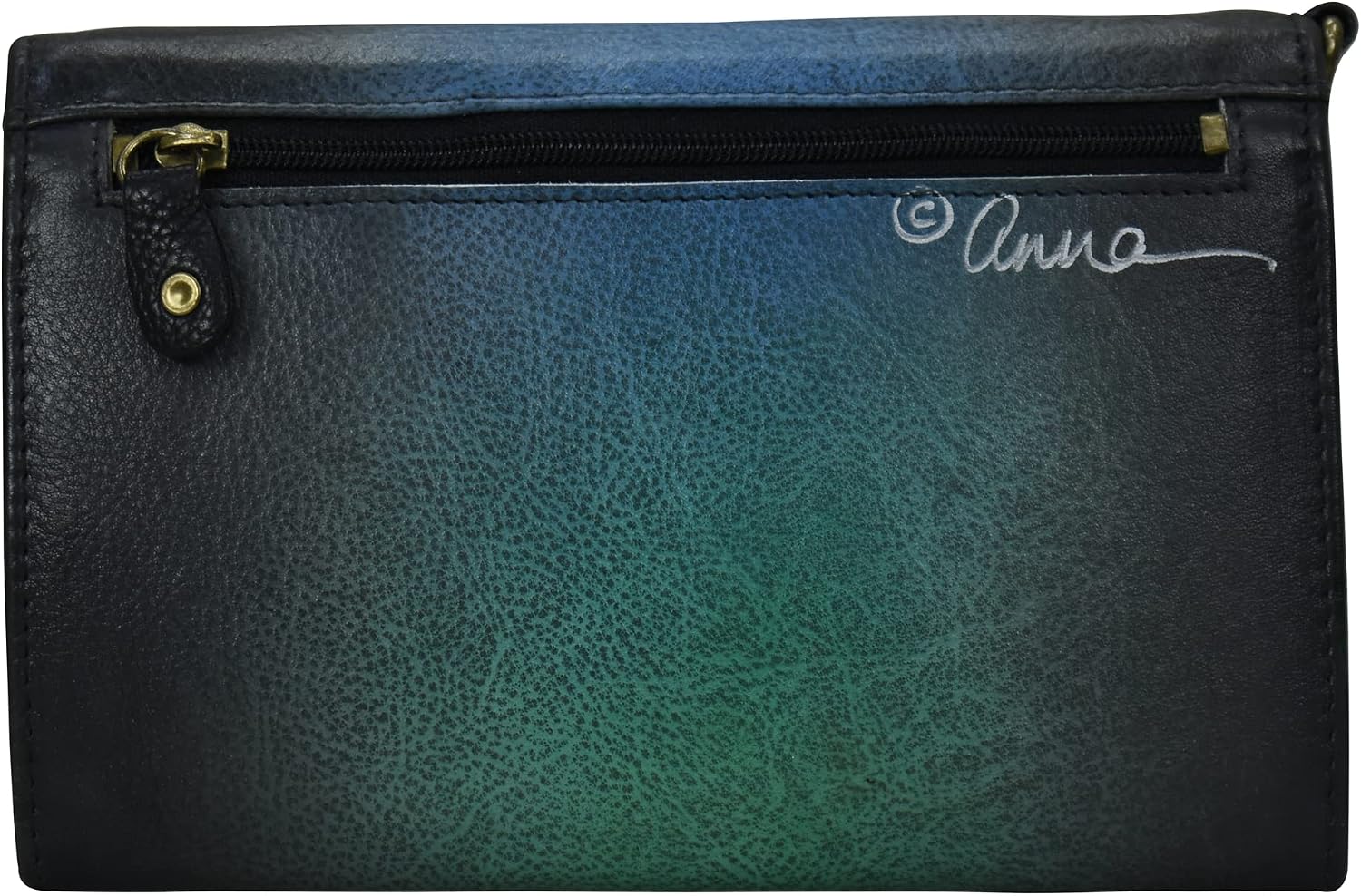 Anna by Anuschka Women's Hand-Painted Genuine Leather Vintage Wristlet Clutch