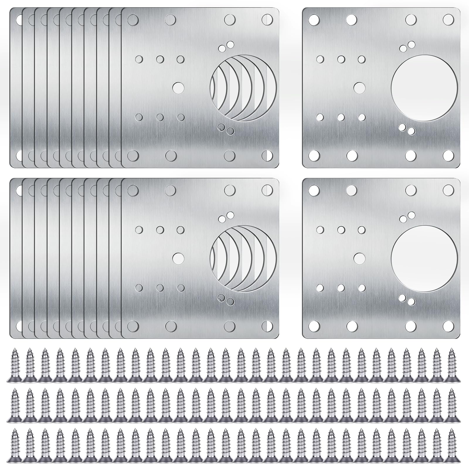 20 PCS Cabinet Hinge Repair Plate Kit, Stainless Steel Repair Plate, Large Cabinet Fix Board Kit with Mounting Screws for Kitchen Cupboard Door, Cabinet and Furniture