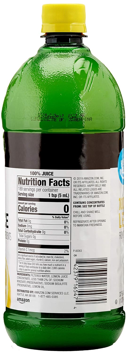 Happy Belly 100% Lemon Juice | 32 fl oz | Bottle | Pack of 4 image 2
