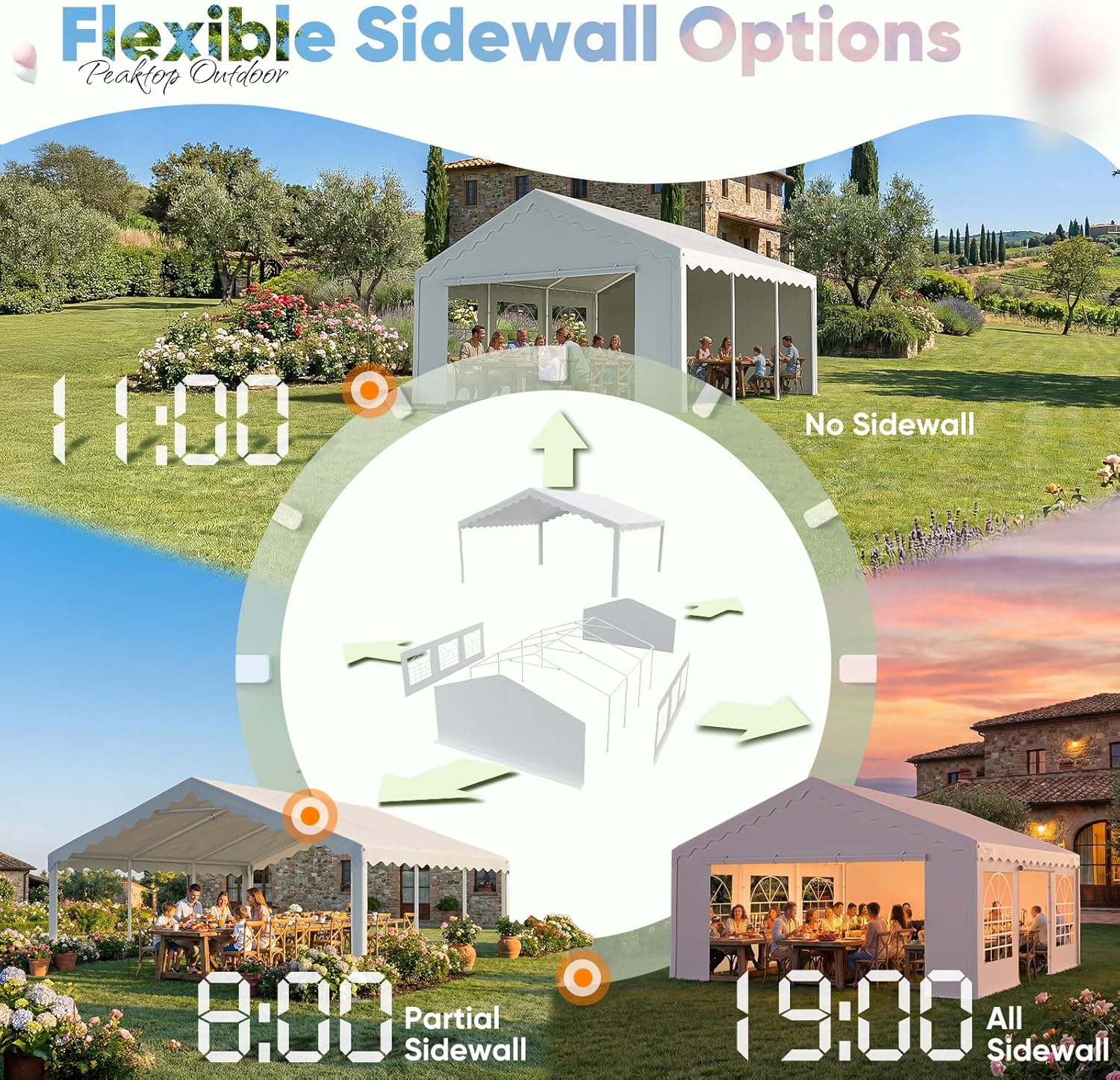 20x20 Heavy Duty Party Tent Upgraded Galvanized Wedding Outdoor Gazebo Event Shelter Carport Canopy with 2 Storage Bags & Reinforced Frame