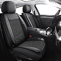 Vista 10 de Chezope - Fundas de asiento de cuero, par delantero de color beige, protectores de asiento de coche transpirables, accesorios de coche resistentes