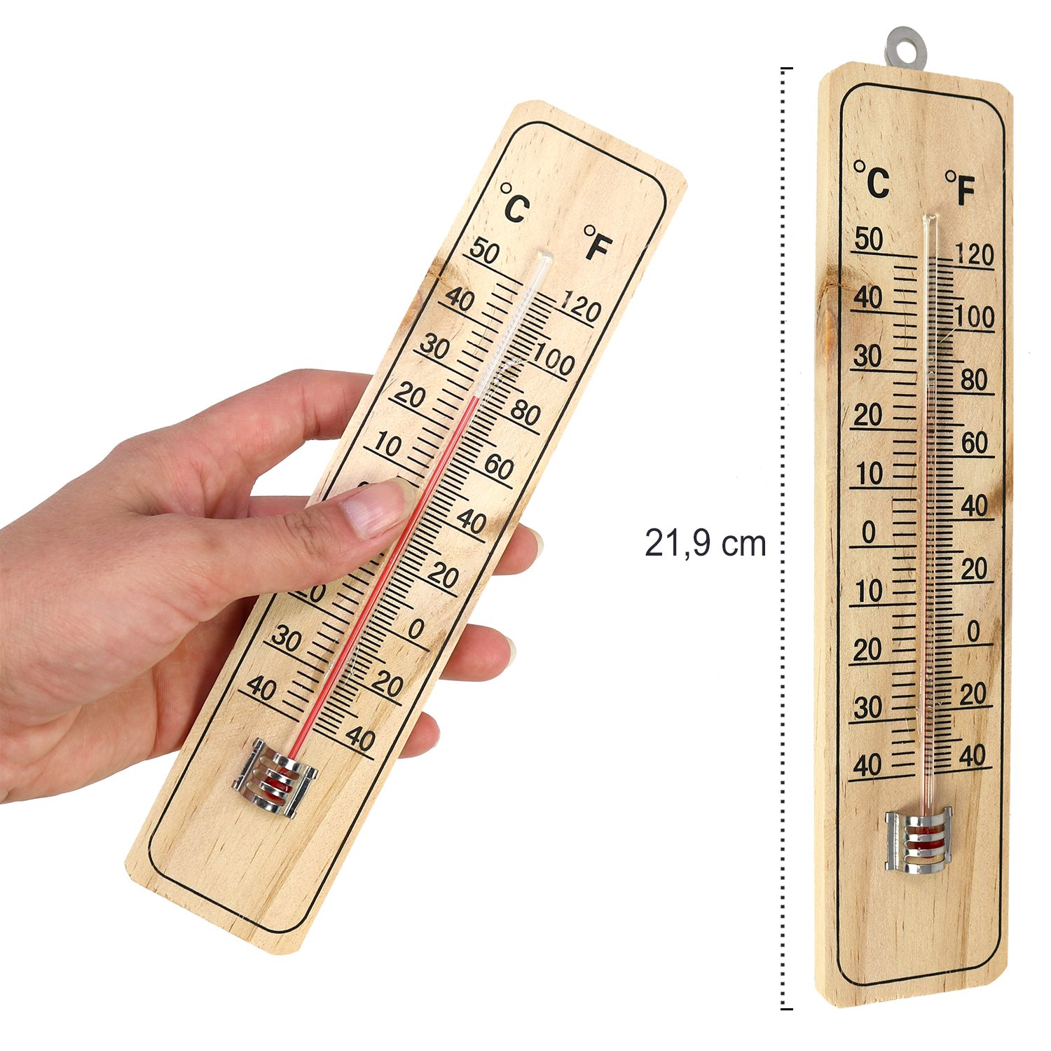 Termometro Da Esterno E Interno In Metallo, 25 Cm, Scala Fahrenheit E Celsius, Senza Batterie, Per Giardino, Parete - 2