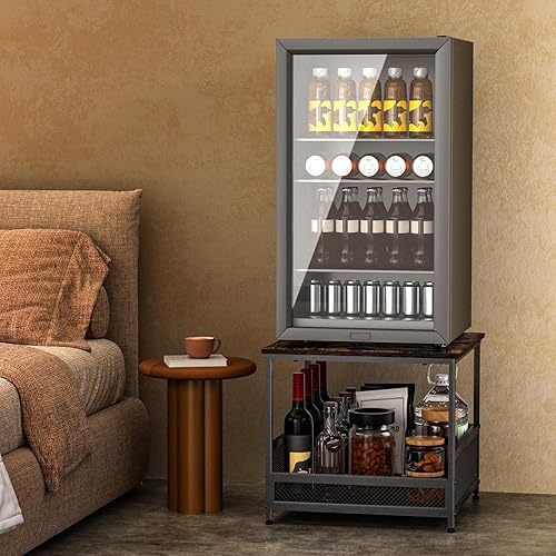 Miniatura 8 de Mini soporte para nevera con almacenamiento, estante de gabinete de mini refrigerador resistente, capacidad de 230 libras, contenedor de