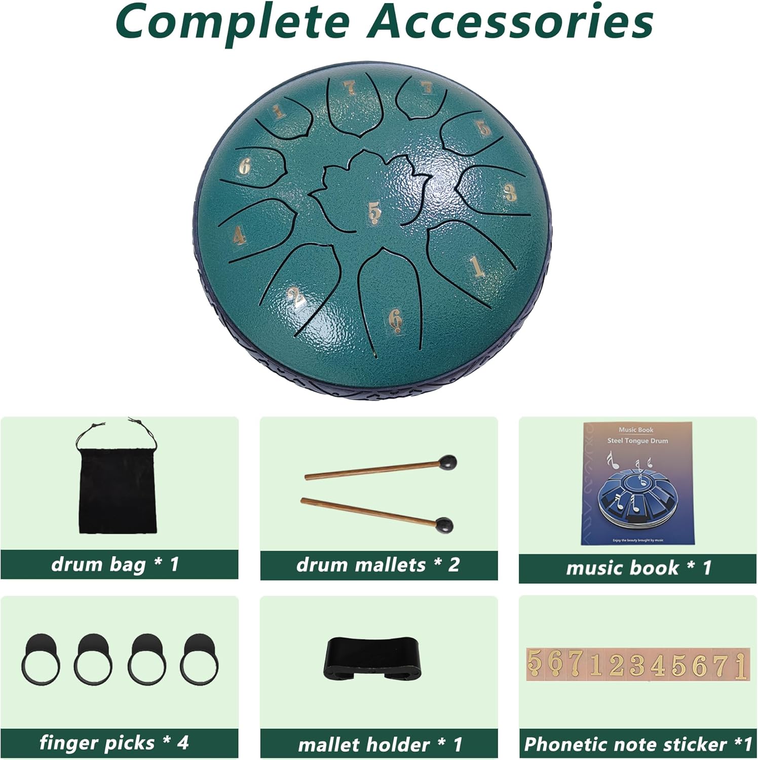 Steel Tongue Drum 11 Notes 6 Inches, Rain Drum for Outside with Bag, Music Book, Mallets, Finger Picks, Stickers – Meditation & Yoga Steel Drum