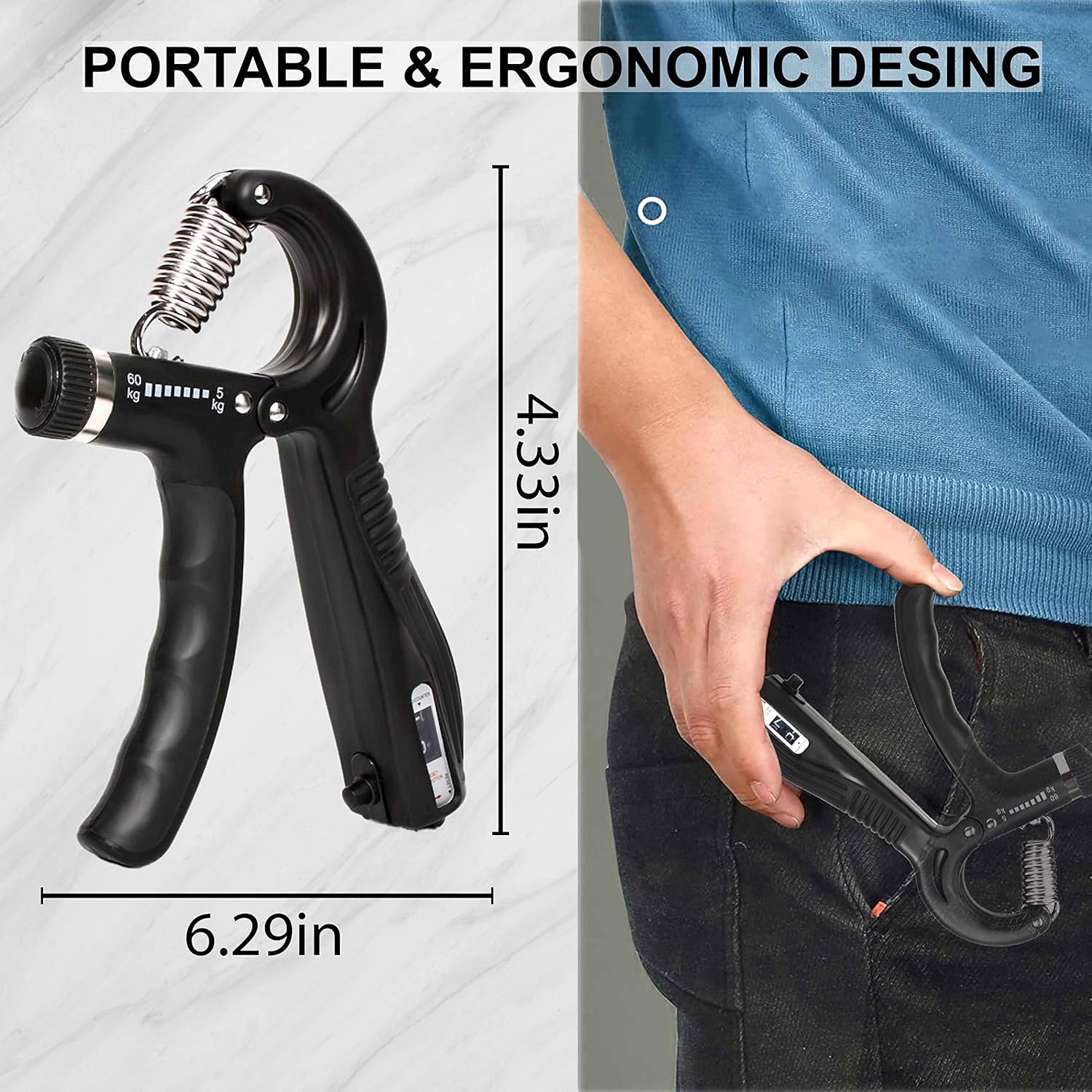 Hand Grip Strengthener Finger Handgrip Wrist Squeezer Exerciser Tool Trainer With Counter Arm Training Adjustable Forearm And Hand Strength For Muscle Workout Gripper Gym Essentials Black 8 81pXdWIeY L. AC SL1500