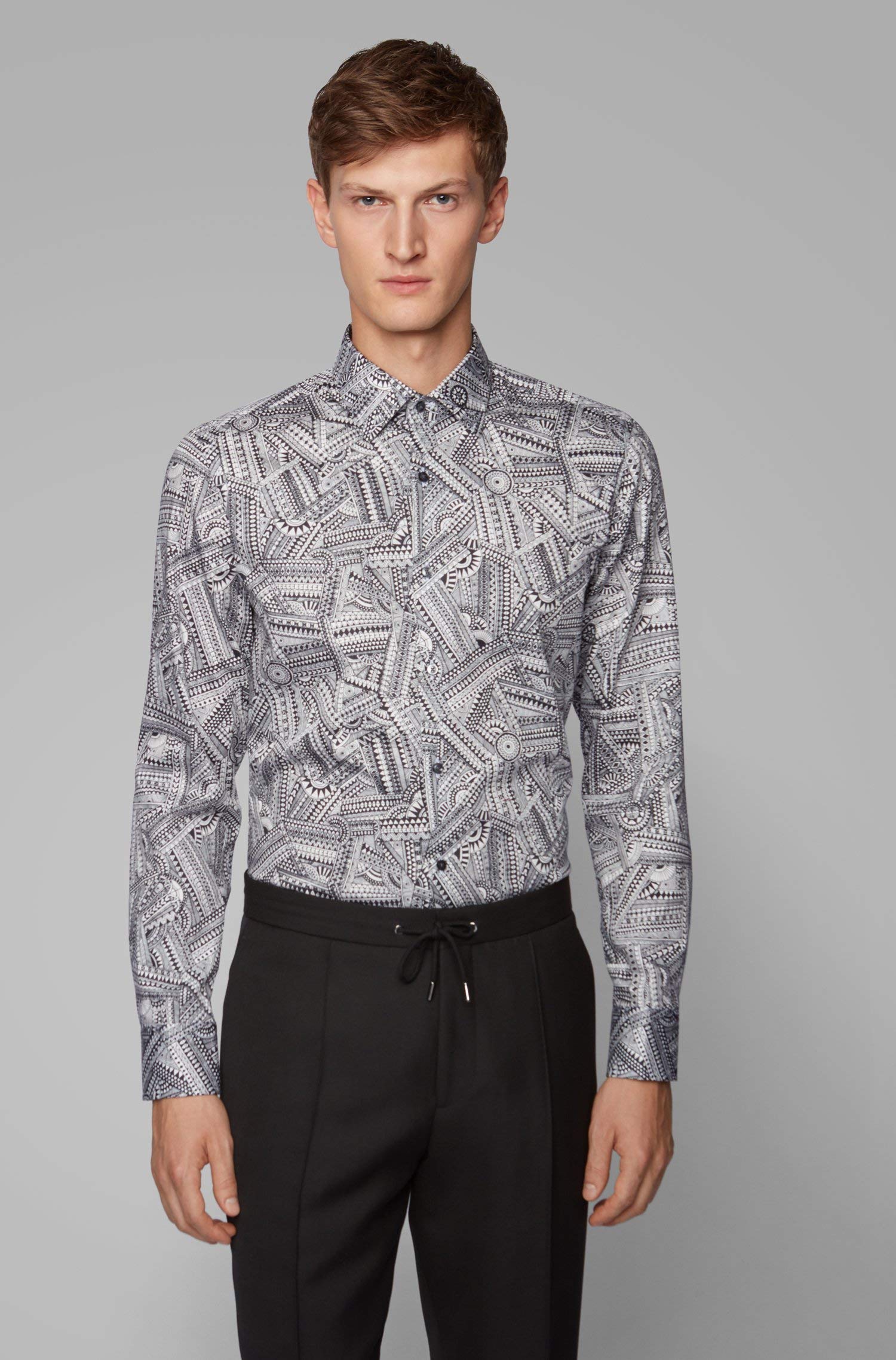 Hugo Boss BOSS Meissen Hombres Blanco Slim Fit Camisa Casual Capsule Collection Big 5 Jango 50422089