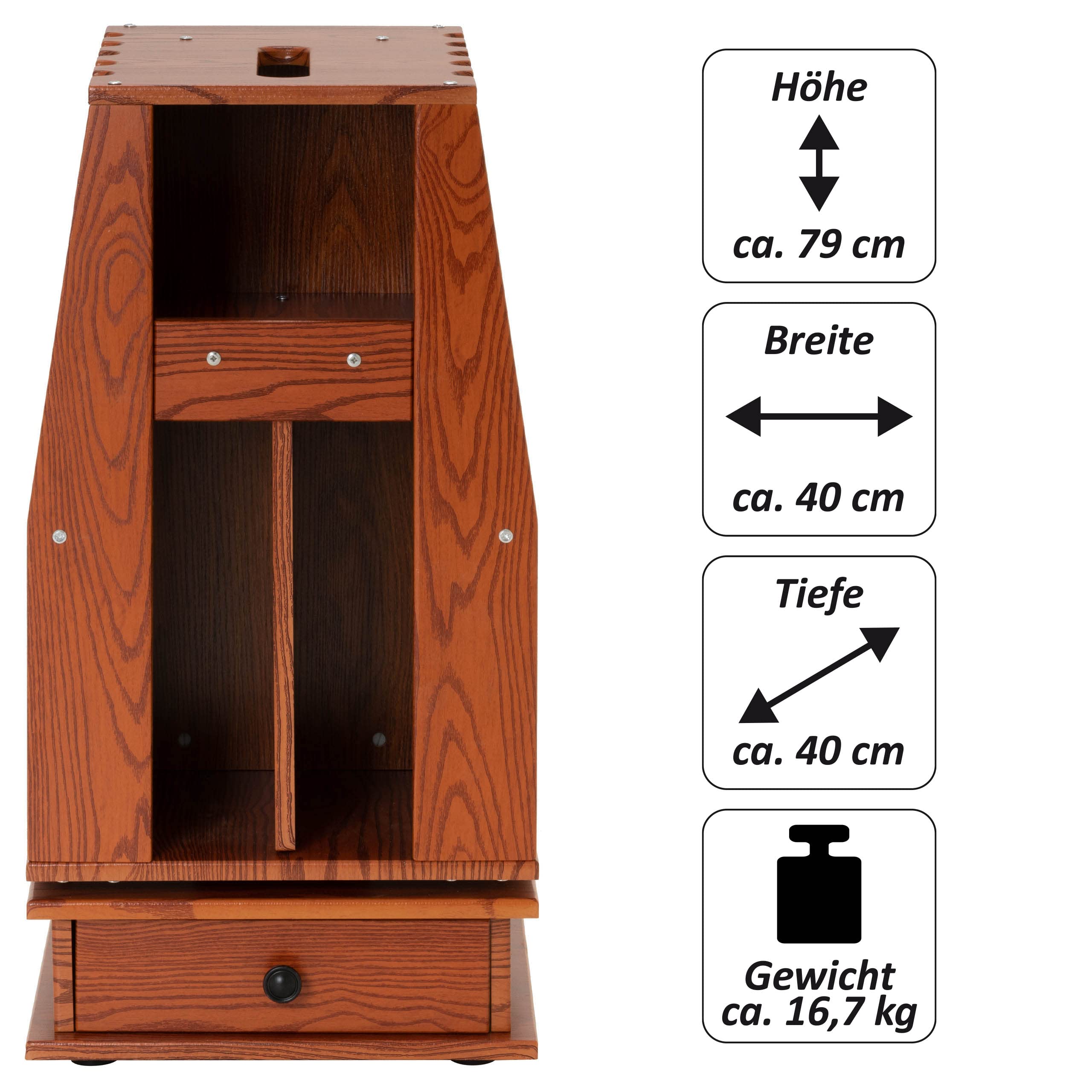Nexos Trading Massivholz Queue-Ständer in Braun, Drehbar, Platz für 10 Queues, Maße: 80x30x40 cm - Eleganter und Robuster Billard Queue Halter
