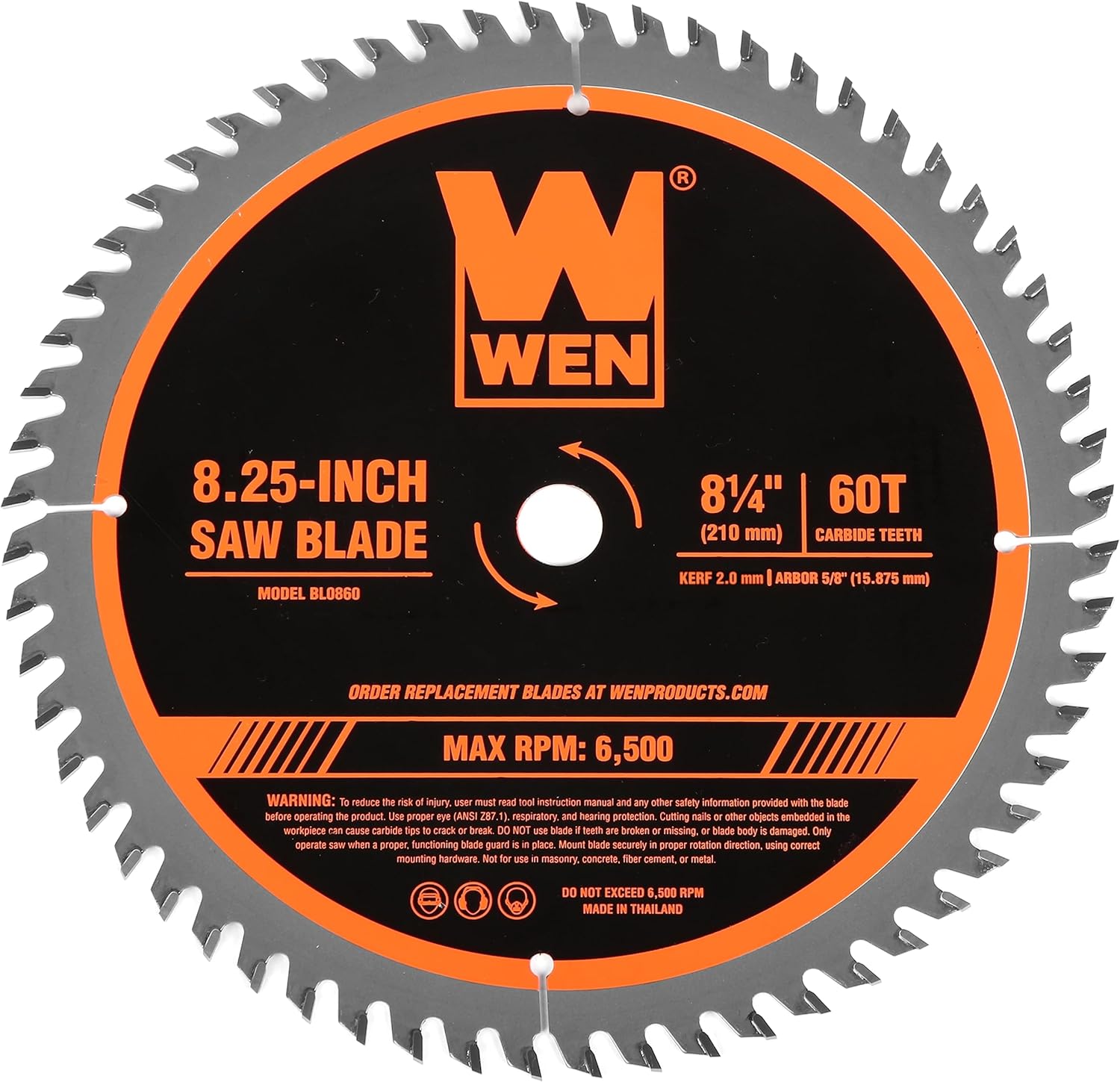 WEN BL0860 8.25-Inch 60-Tooth Fine-Finish Carbide-Tipped Circular Saw Blade