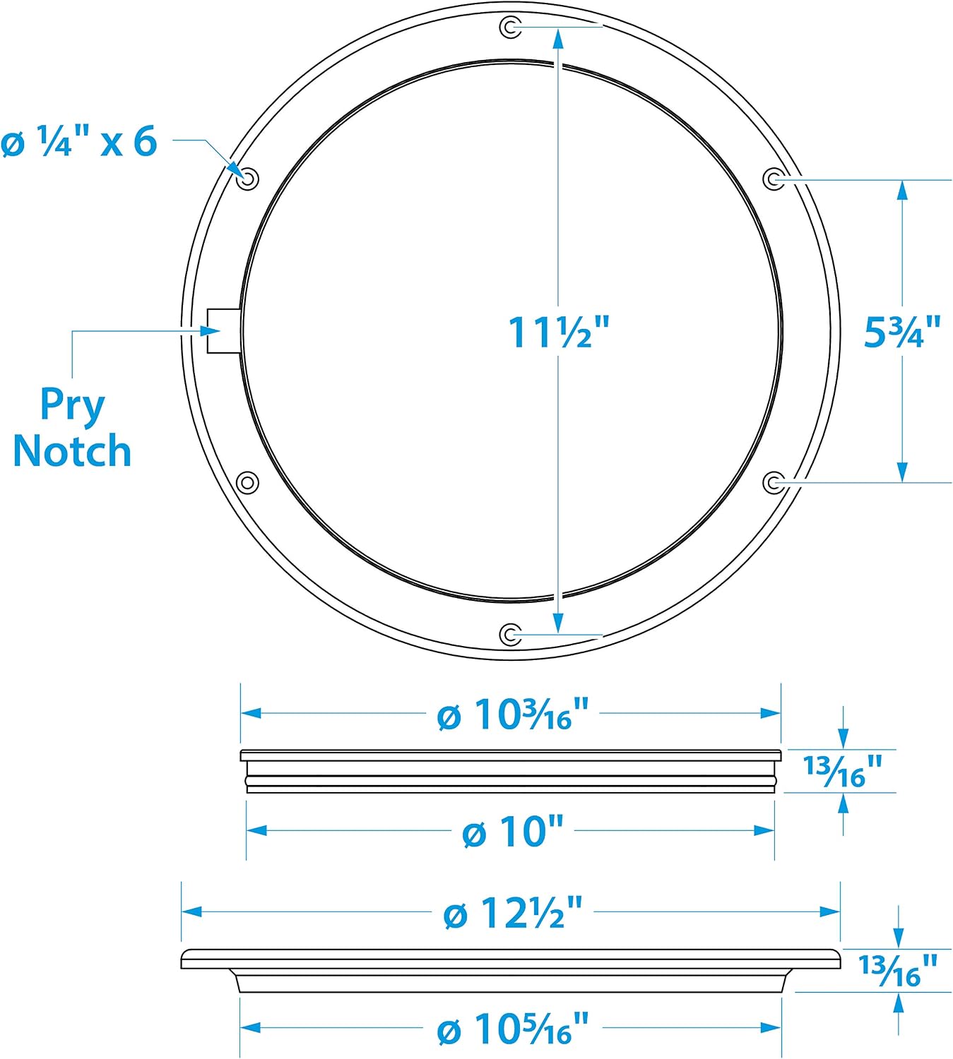 Seachoice White Pry-Up Deck Plate, Watertight