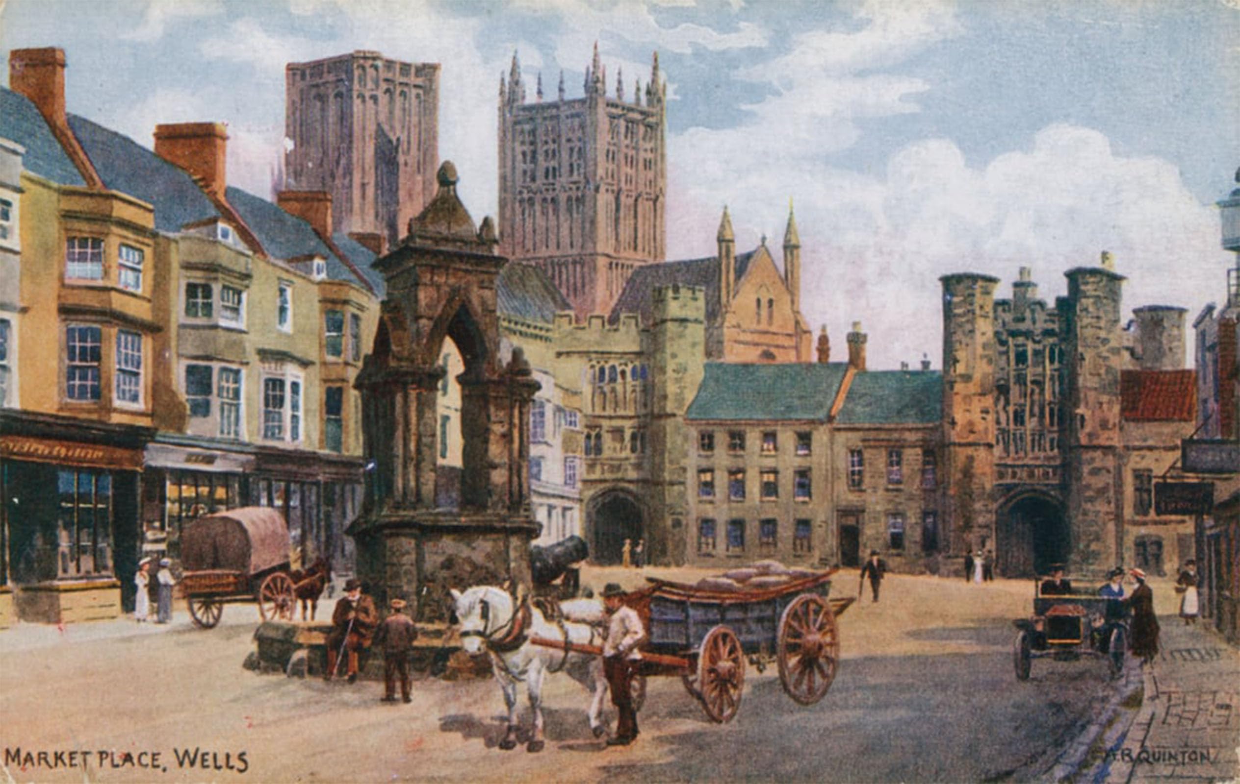 POSTERIIk Famous Animal Posters Vintage Picture Market Place Wells by Alfred Robert Quinton Modern Wall Decor for Home Decor 60x90cm