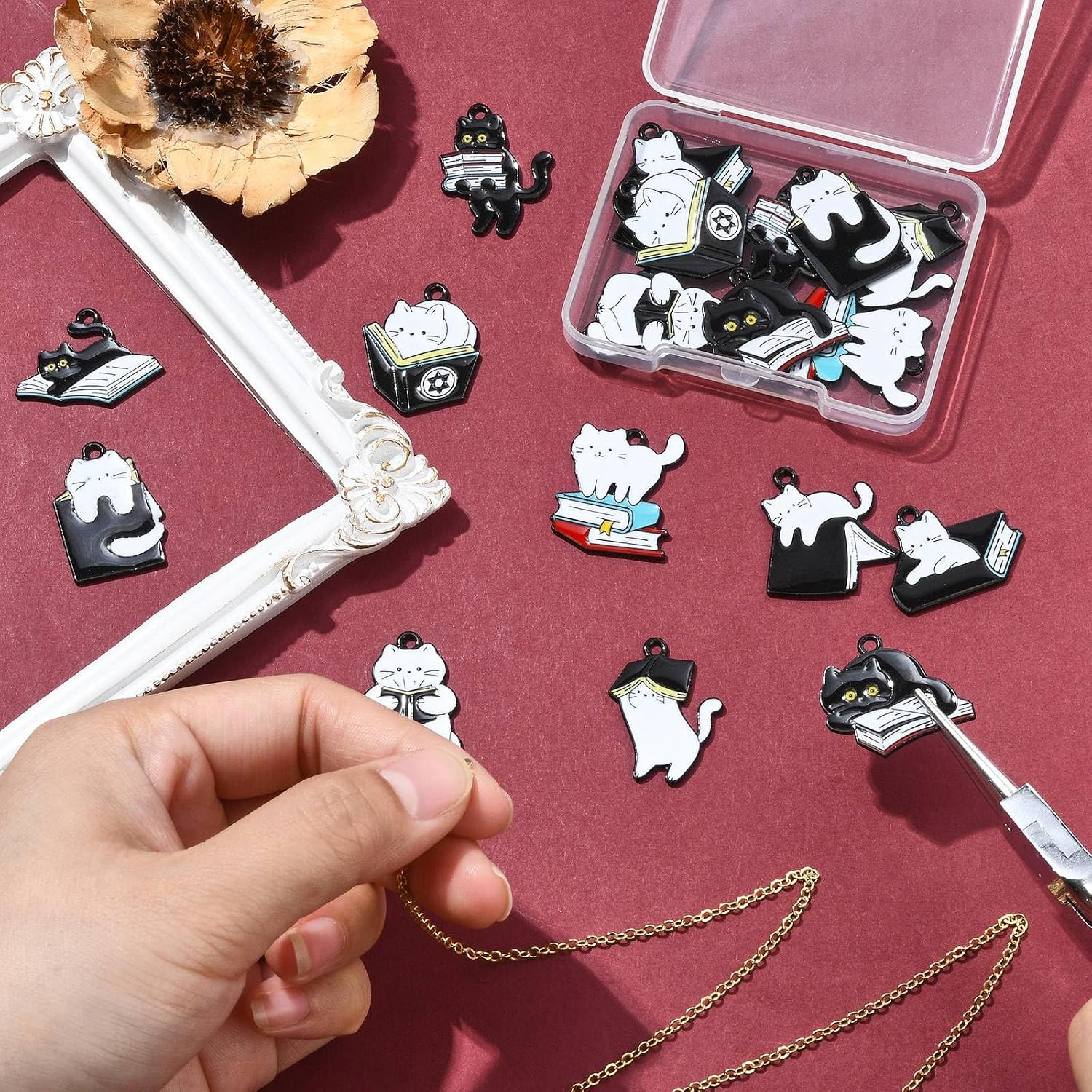 Ipotkitt Autumn Maple Leaf Cat Book Christmas Gothic Cowboy Boots Bow Alloy Enamel Charms for DIY Jewelry Crafts Earrings Bracelet Necklace Keychains image 5