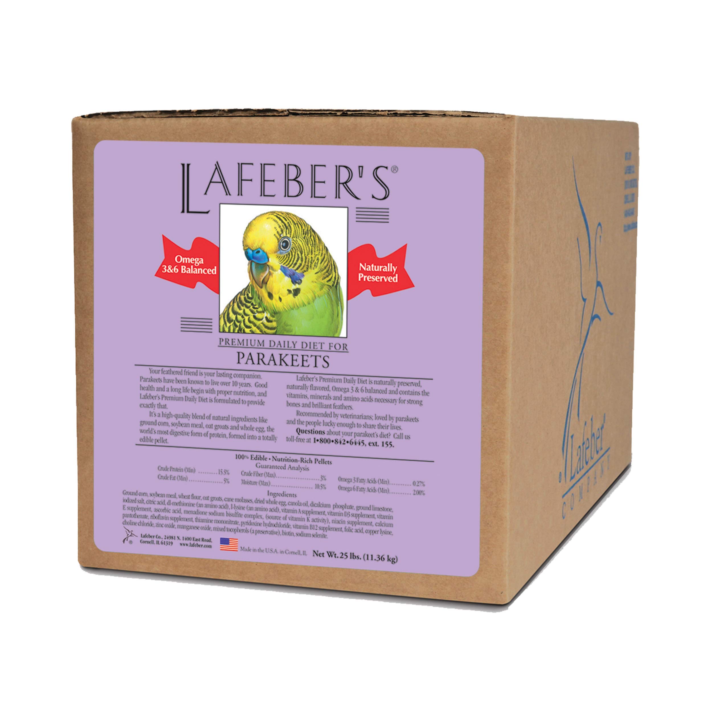 LAFEBER'S Premium Daily Diet Pellets Pet Bird Food, Made with Non-GMO and Human-Grade Ingredients, for Parakeets (Budgies), 25 lb