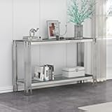 Goujxcy Modern Glass Console Table 55