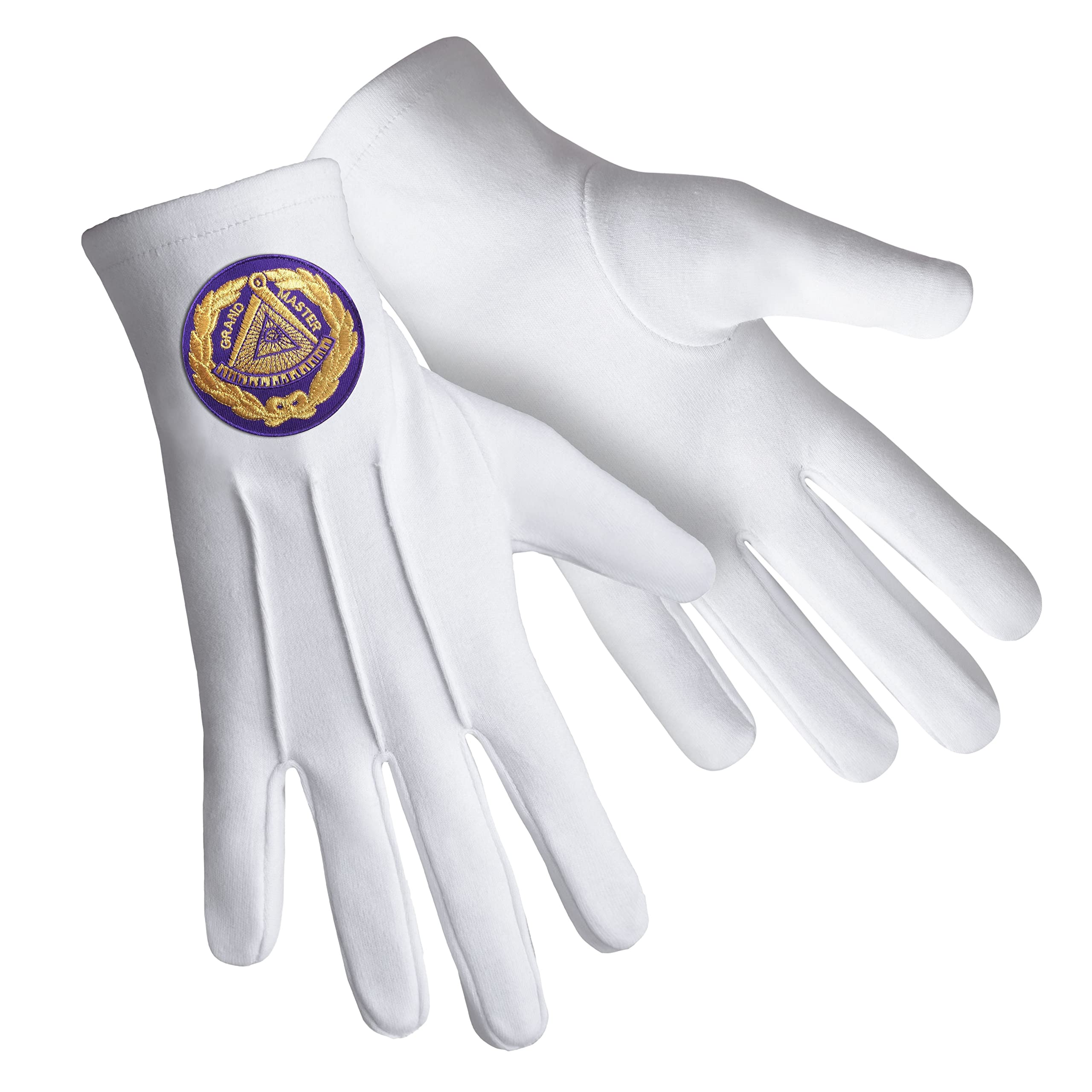 BRICKS MASONS Grand Master Blue Lodge Glove - Pure Cotton With Purple Patch