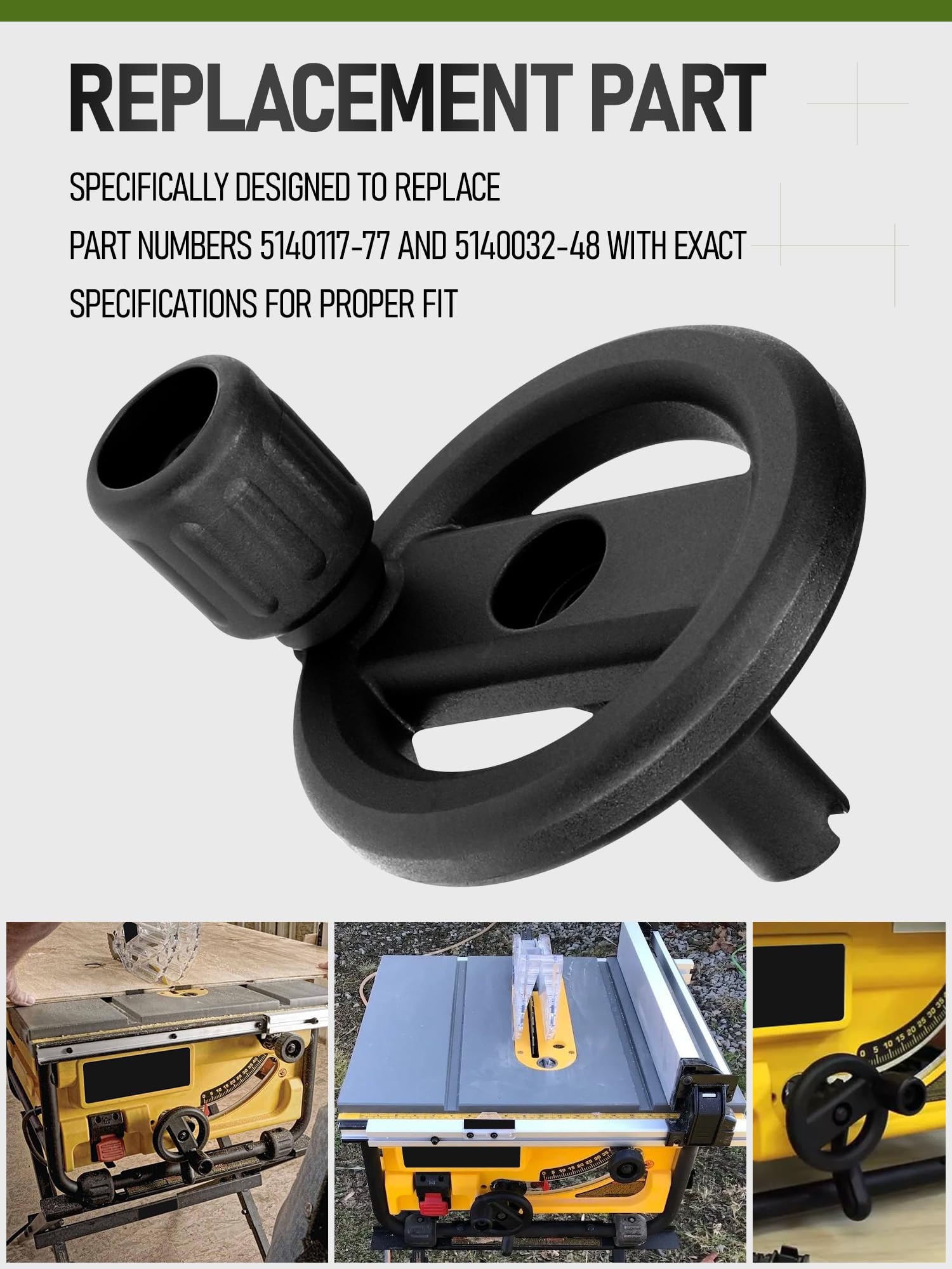 Genuine DeWalt Table Saw Hand Wheel – 5140117-77 Replacement For DW745, DWE7480, DCS7485 & More (Black)