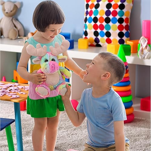 Miniatura 6 de Puzzled DolliBu - Animal de peluche de alce arcoíris, juguete de peluche suave y abrazable, adorable juguete de peluche de vida silvestre, lindos